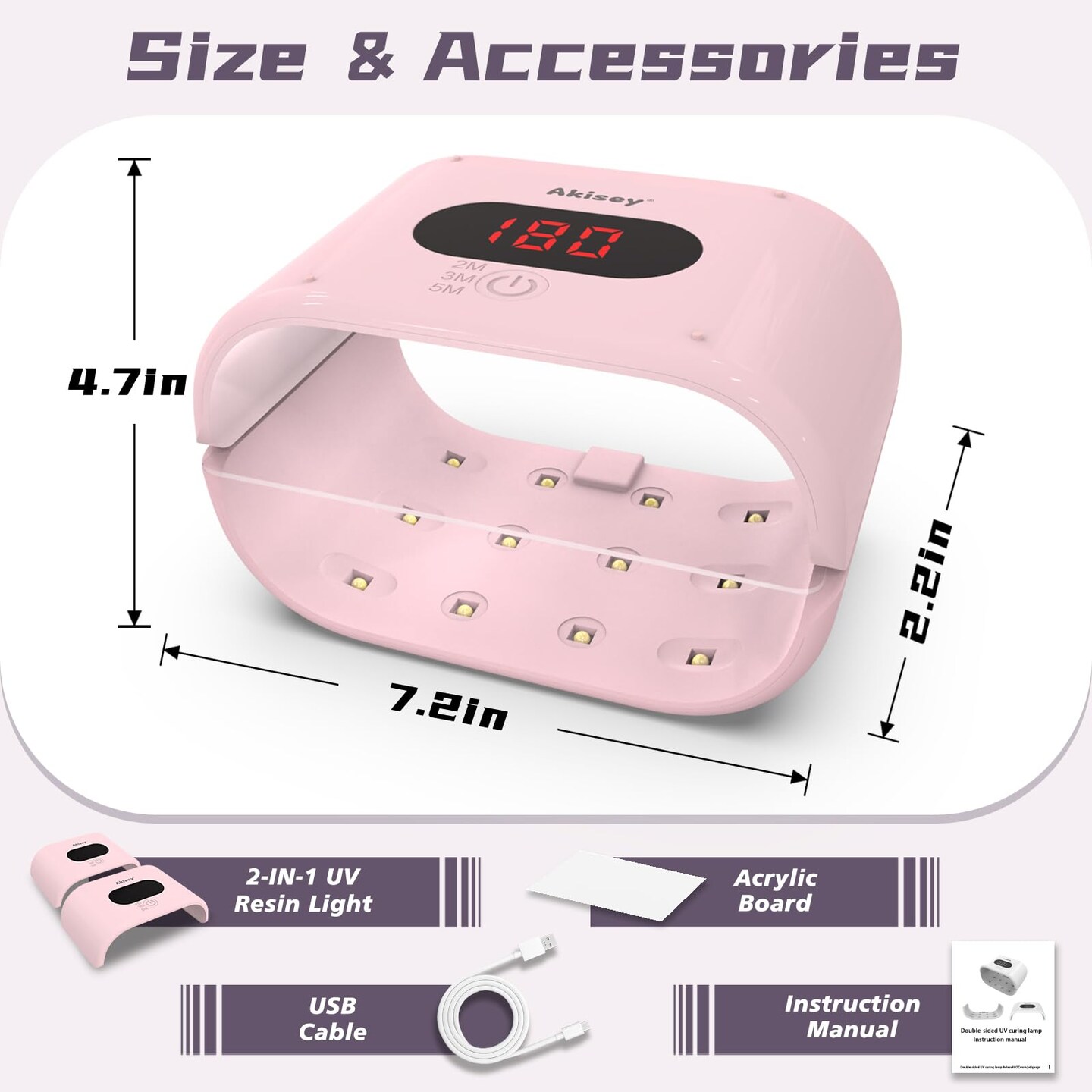 UV Light for Resin - Two-Sided, 36W, Adjustable Time Setting(2m, 3m, 5m), Fast Curing UV Lamp for Molds DIY Craft Decor Jewelry Making
