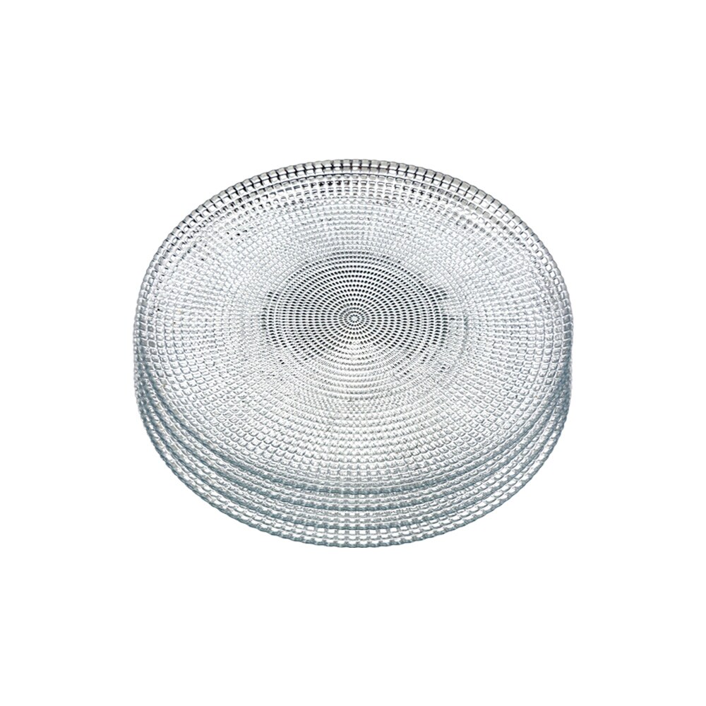 Glass Dinner Plate Decorative Swirl Beaded Pattern 10.75 Inch