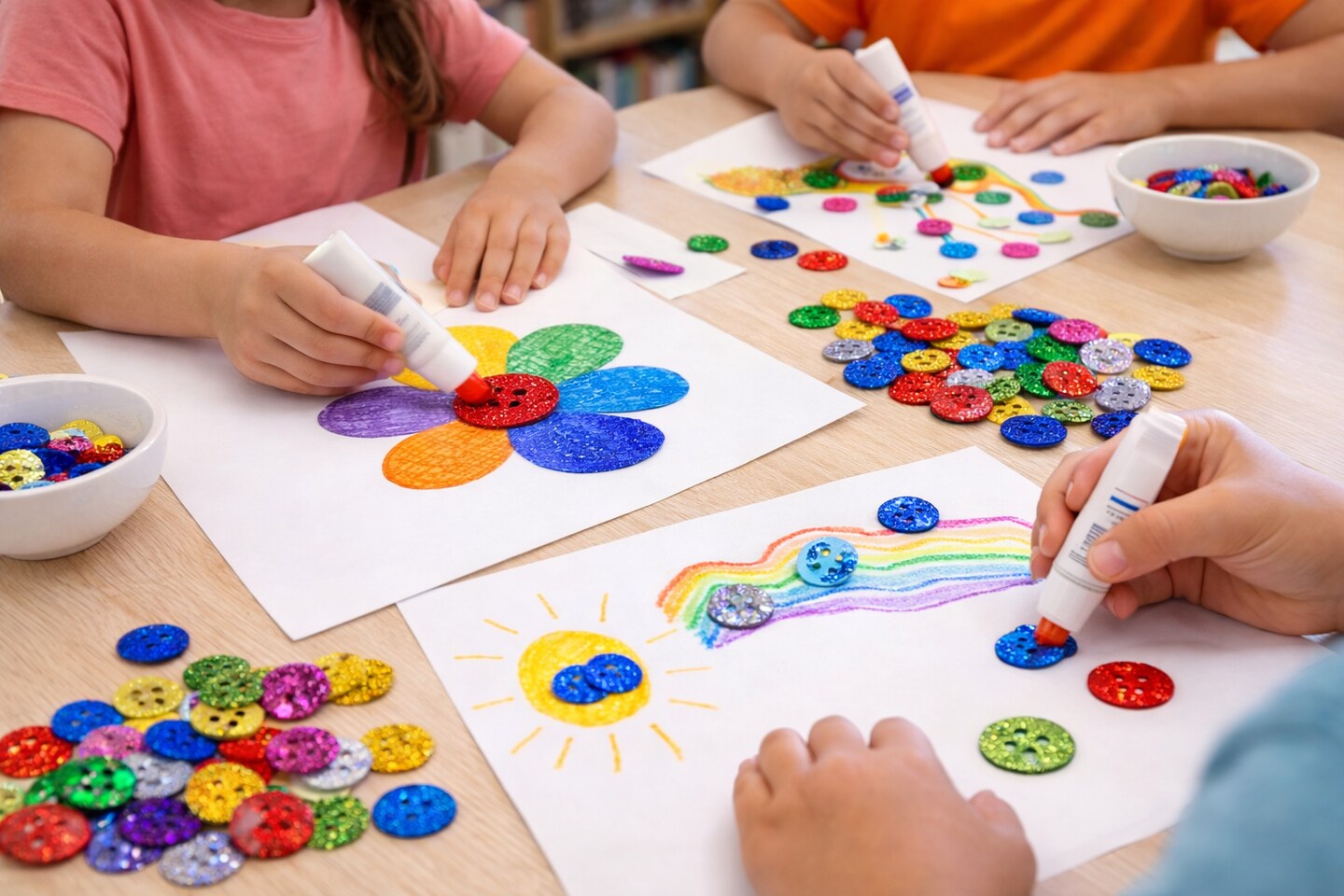 Glitter Buttons, 1 Inch, 120 Count – Assorted Sparkly Craft Buttons for Sewing & DIY Projects