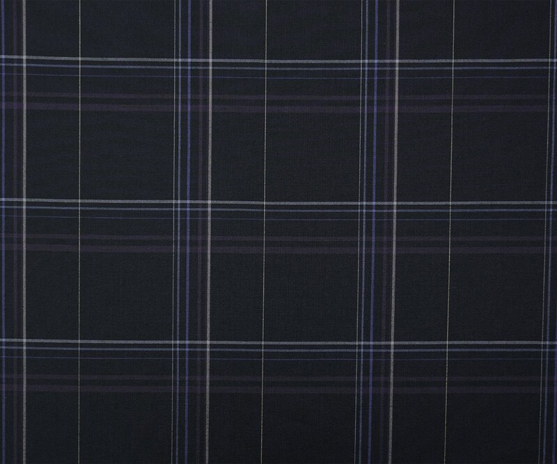 Deep Blue-Multi Poly Wool Plaid Woven Japanese Shirting Fabric By the Yard