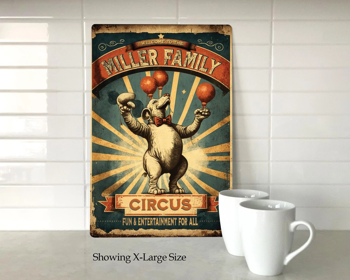Personalized Family Circus Sign. Vintage-style metal sign. Great