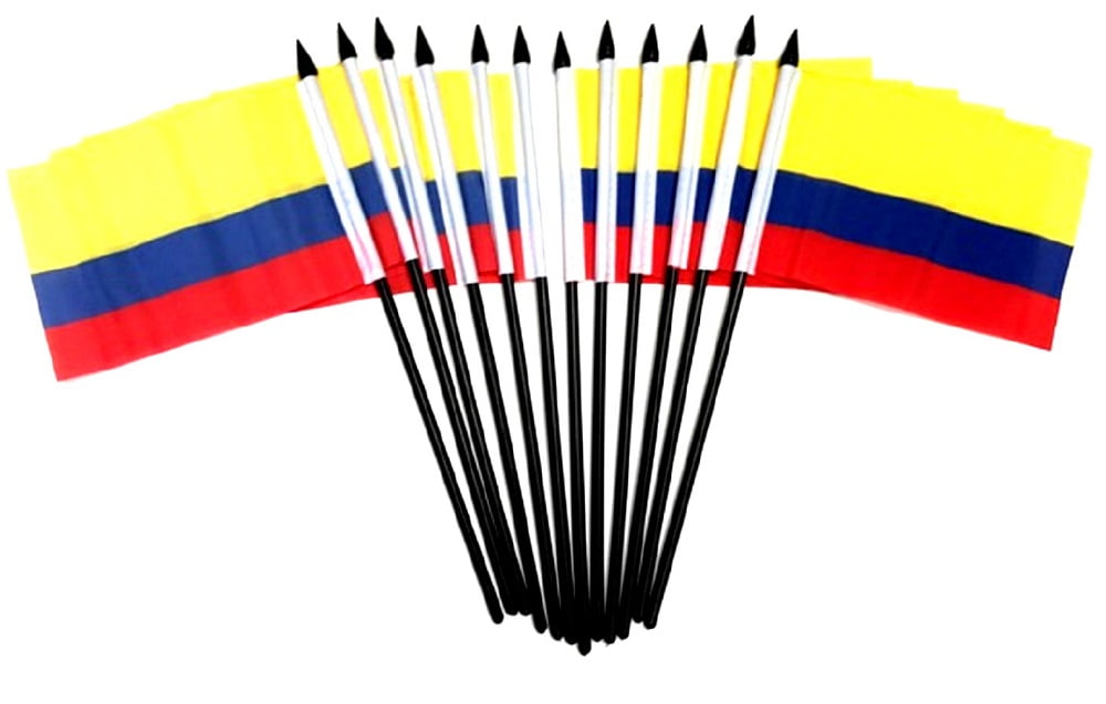 Pack of 12 Colombia Mini Flags – 4"x6" Polyester Desk & Hand Waving Set