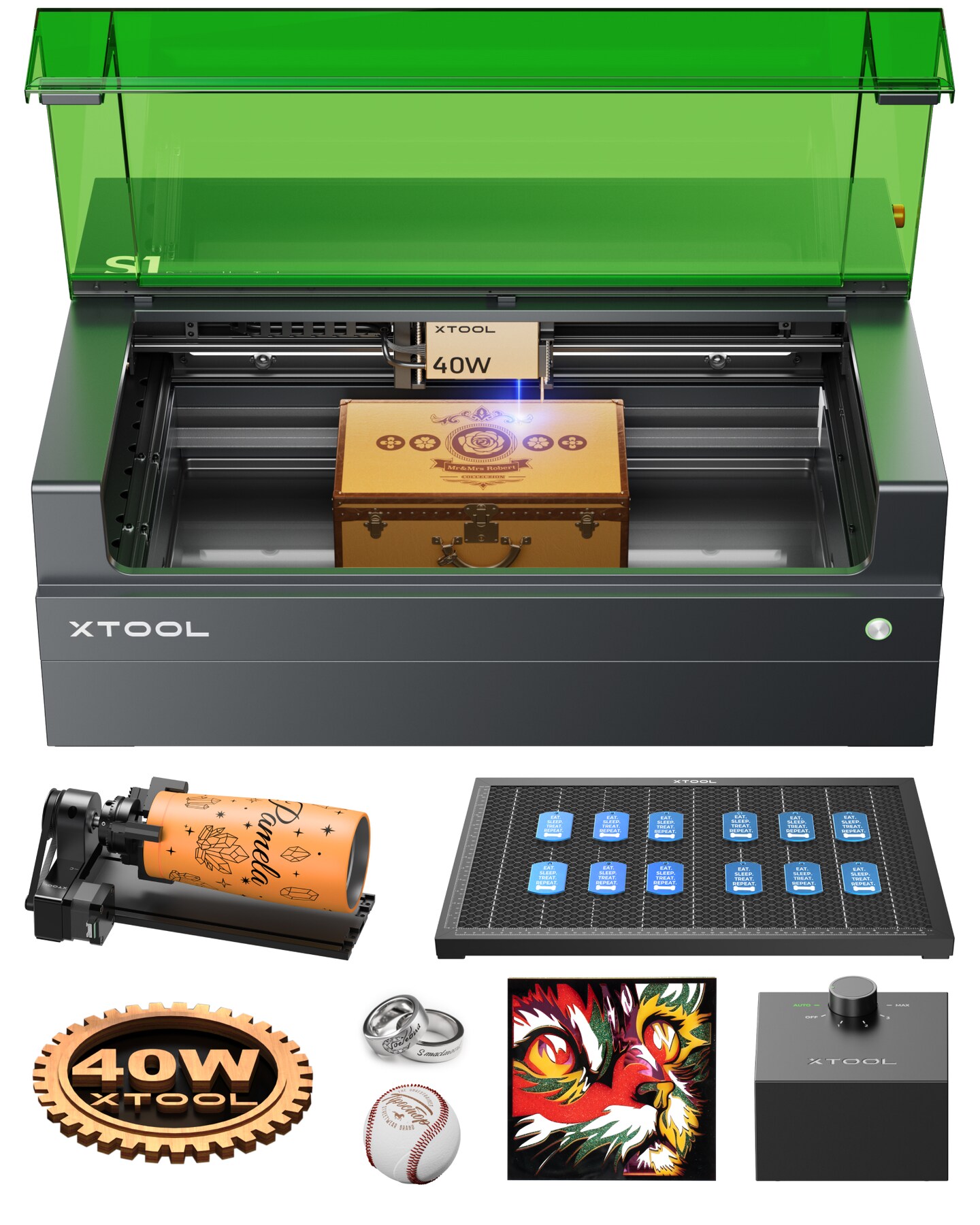 xTool S1 Laser Engraver and Cutter Machine, 23.93" x 15.16" Bed Size, Beginner-Friendly, Laser Engravering Machine for Wood and Metal, Acrylic, etc.