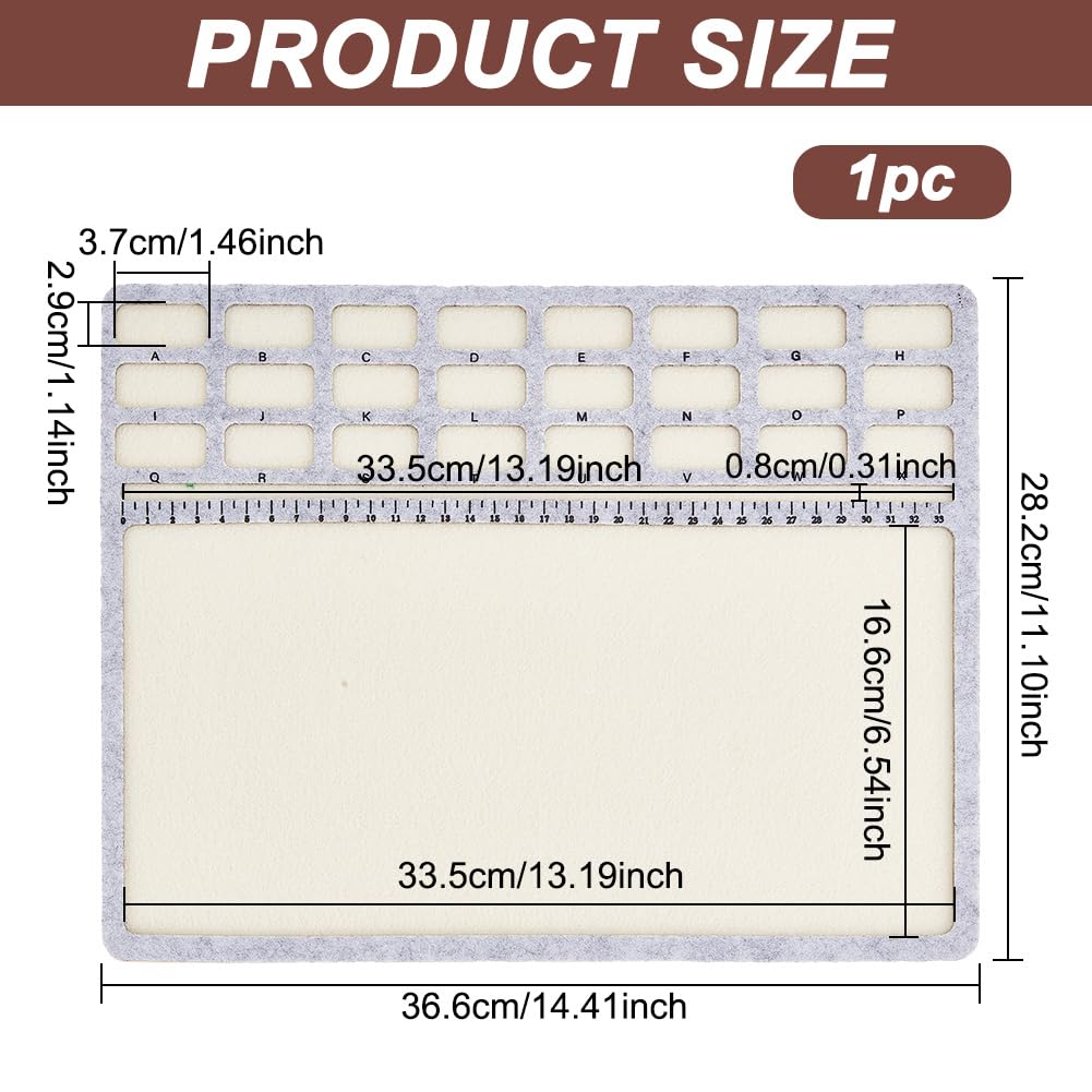Large Rectangle Felt Beading Mat, Felt Bead Design Boards with Centimeter Alphabetic Scale Beads Tray Bead Pads for Art Crafts Jewelry Making Beading Supplies, 14.4x11inch