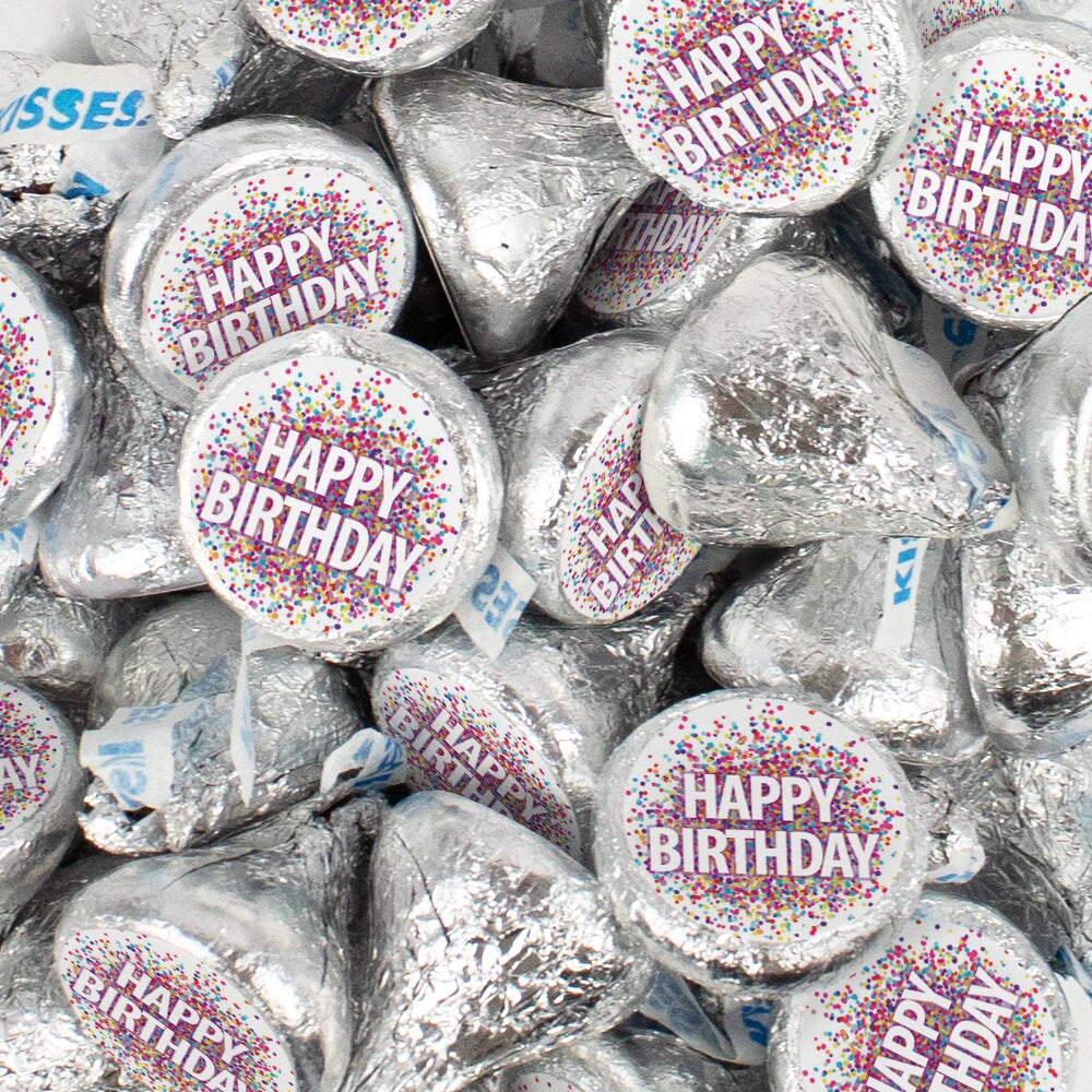 85 Pcs Birthday Candy Hershey's Kisses Milk Chocolate Party Favors (13.6oz, Approx. 85 Pcs)