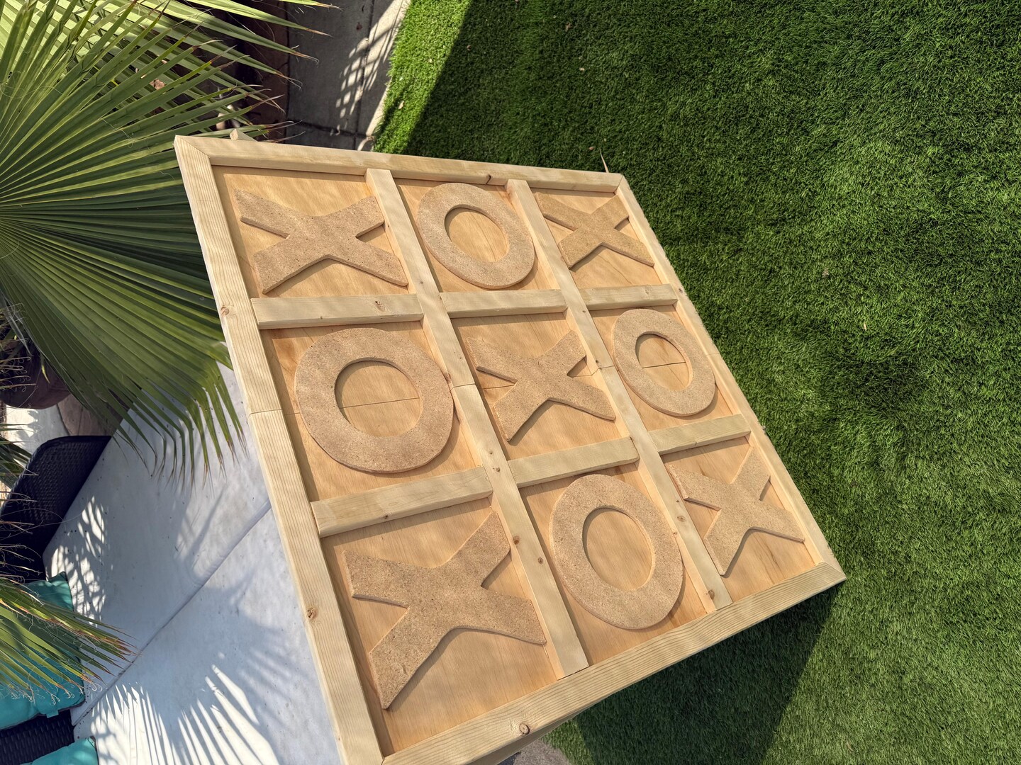高級天然木衝立1枚板年代物高 104cmx64cmx3.5cm Giant Tic Tac Toe Board Game Stand up 3FT foldable Wood with 9in X