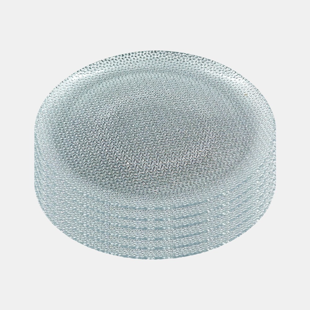 Handmade Glass Dinner Plate with Metal Finish Textured Modern Tableware