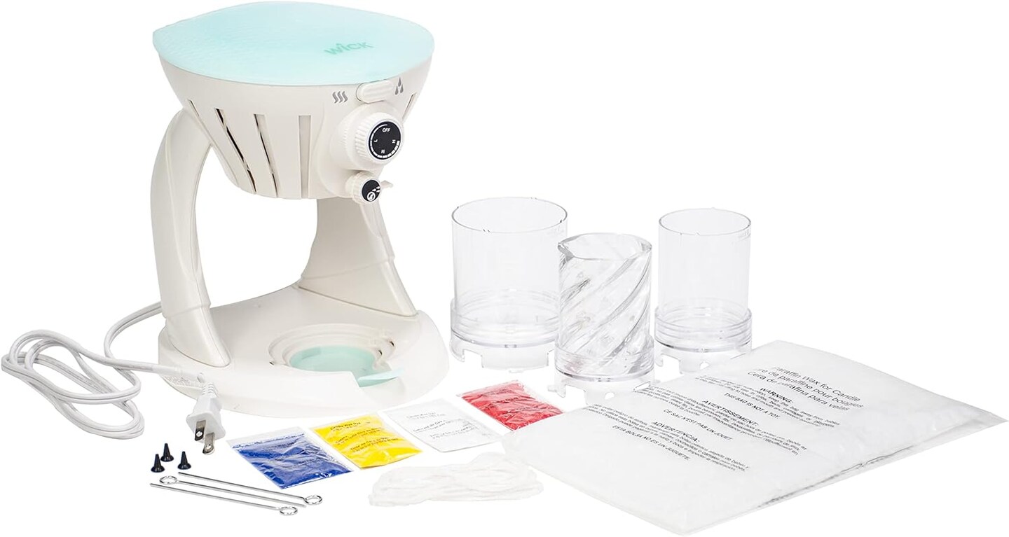 We R Memory Keepers, Wick Candle Making Kit, Includes 3 pounds of Paraffin Wax, 72 inches of Cotton Wick, 3 Rubber Stoppers, Pigment, Molds, Mixing Chart, Compatible with Beeswax, Soy and More 660651