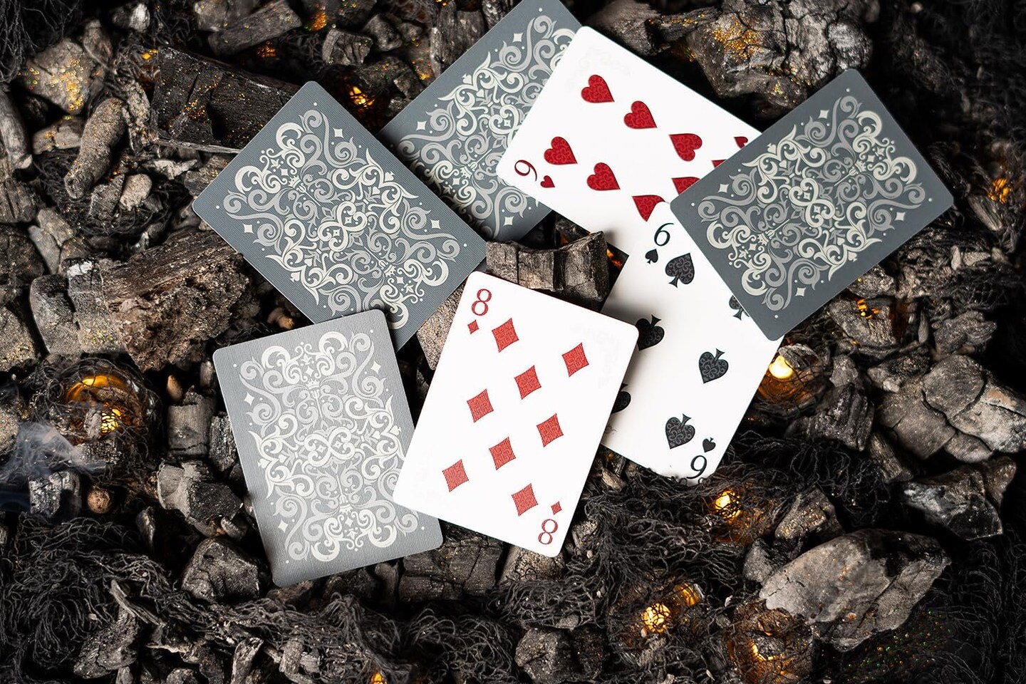 Bicycle Cinder Premium Playing Cards, Silver Smoke Foil, Poker Size Standard Index