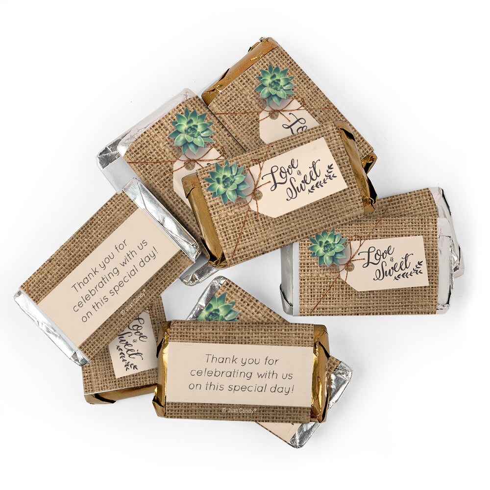 68 Pcs Wedding Candy Hershey's Chocolate Party Favors by Just Candy (20oz) - Rustic Succulent