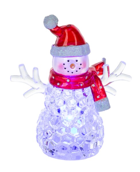 LED Light Up Crystal Snowman Mini Shimmers - Santa Hat