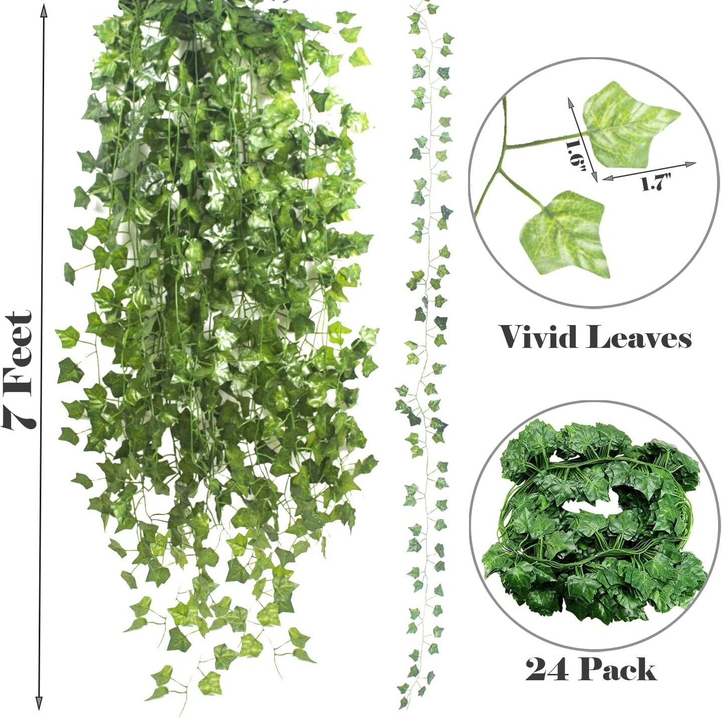24 Pack Fake Ivy Leaves Artificial Ivy Garland Greenery Garlands Hanging Plant Vine for Wedding Wall Party Room Astethic Stuff Decor