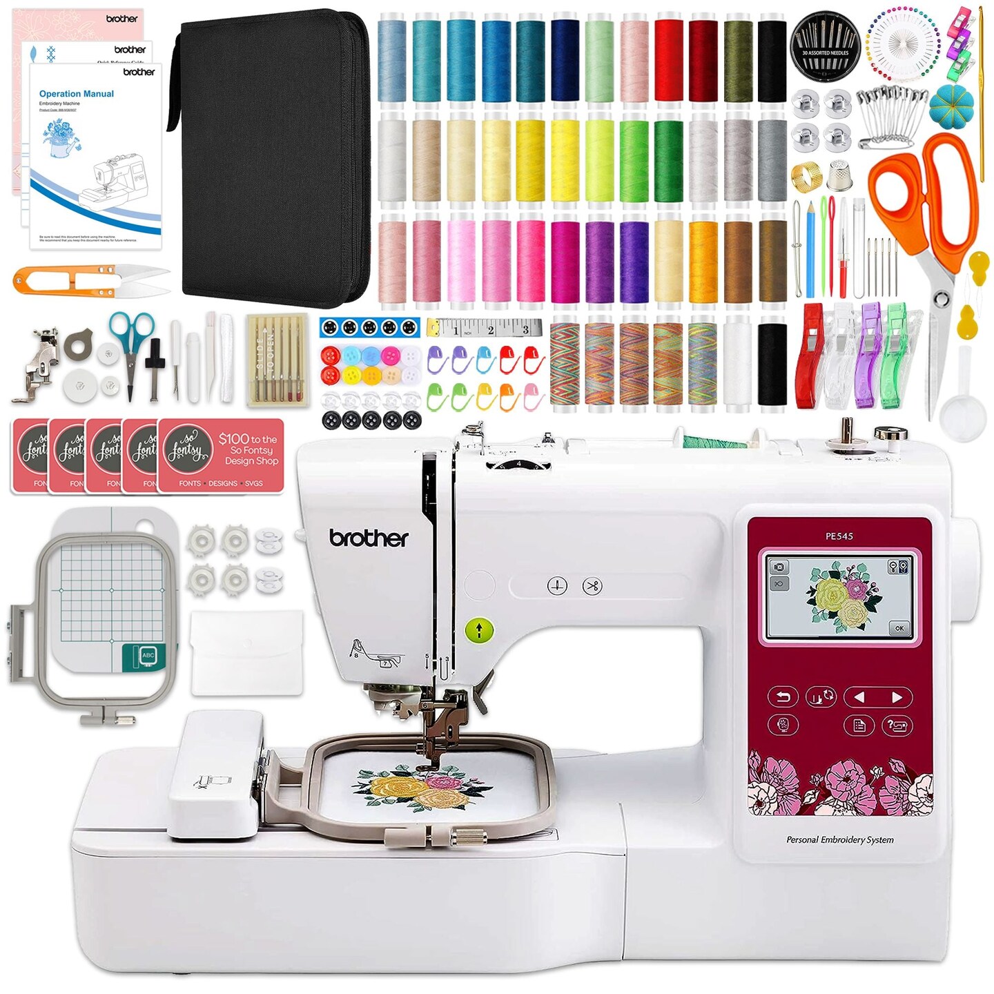 Brother PE545 Embroidery Machine with w/ Thread &#x26; 200+ Accessories