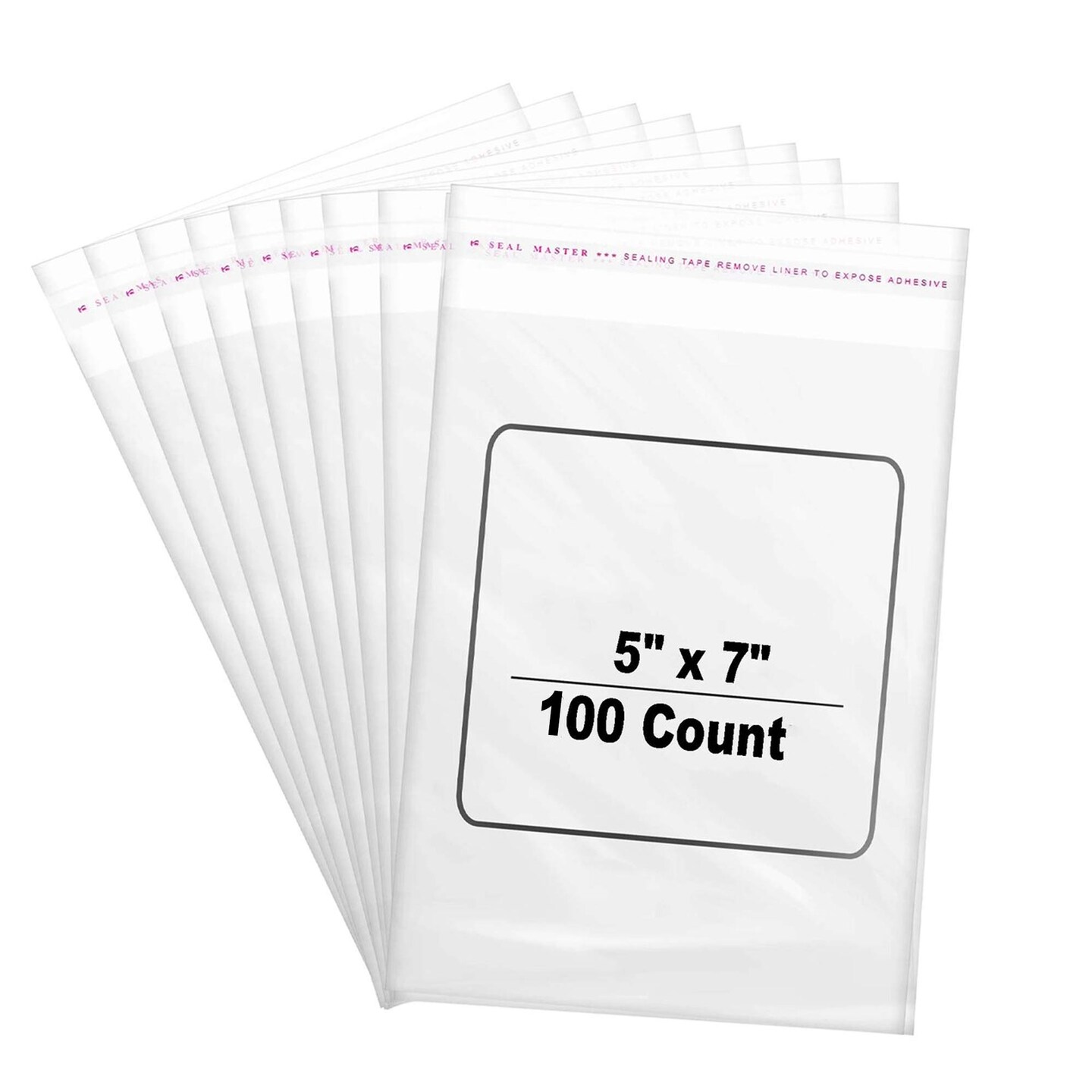 100 Count Clear Cellophane Bags Self Seal Resealable 5&#x22; x 7&#x22; for Wedding, Party, and Craft Projects