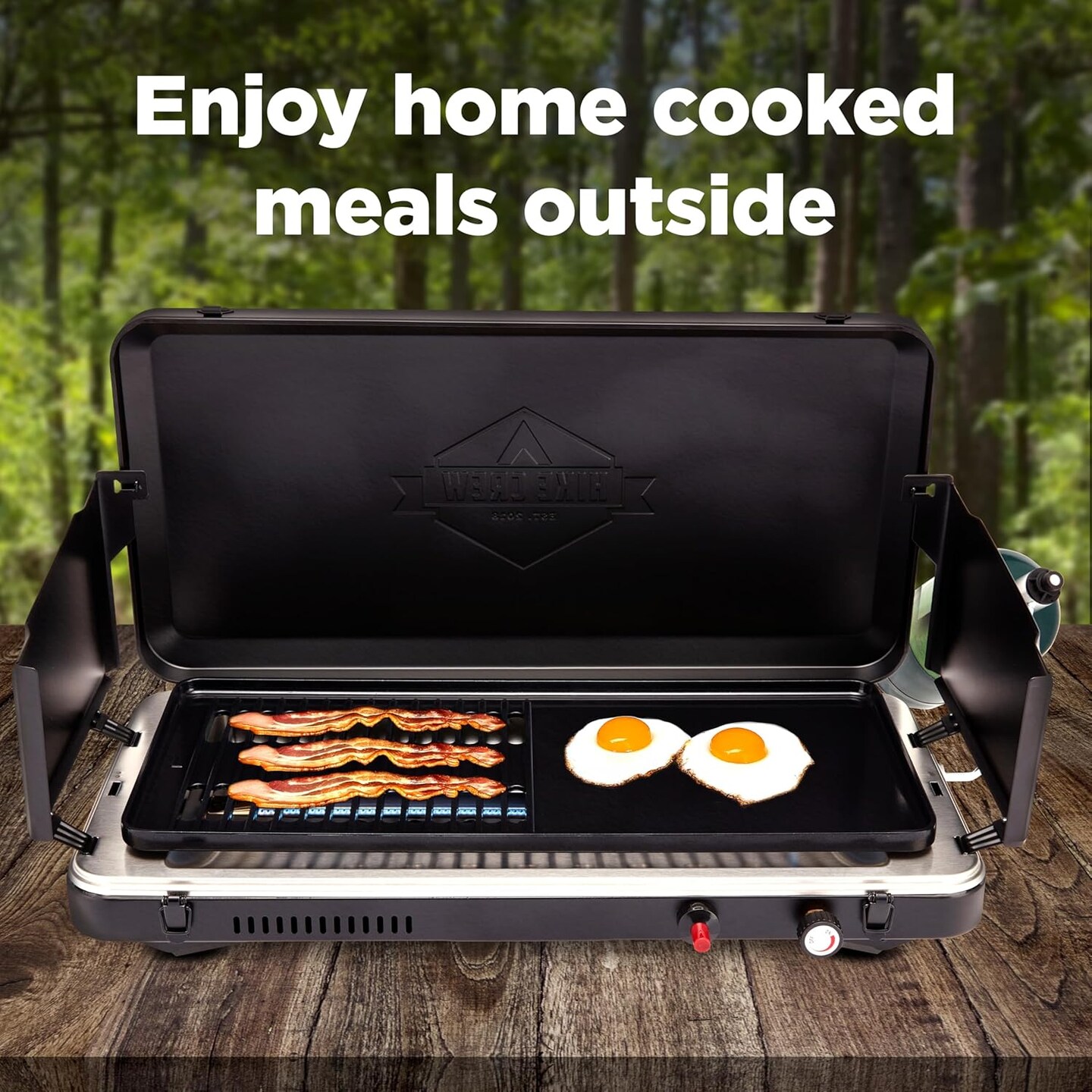 Hike Crew Gas Camping Grill &#x26; Griddle - 13,000 BTU Portable Propane Grill with Integrated Igniter &#x26; More!