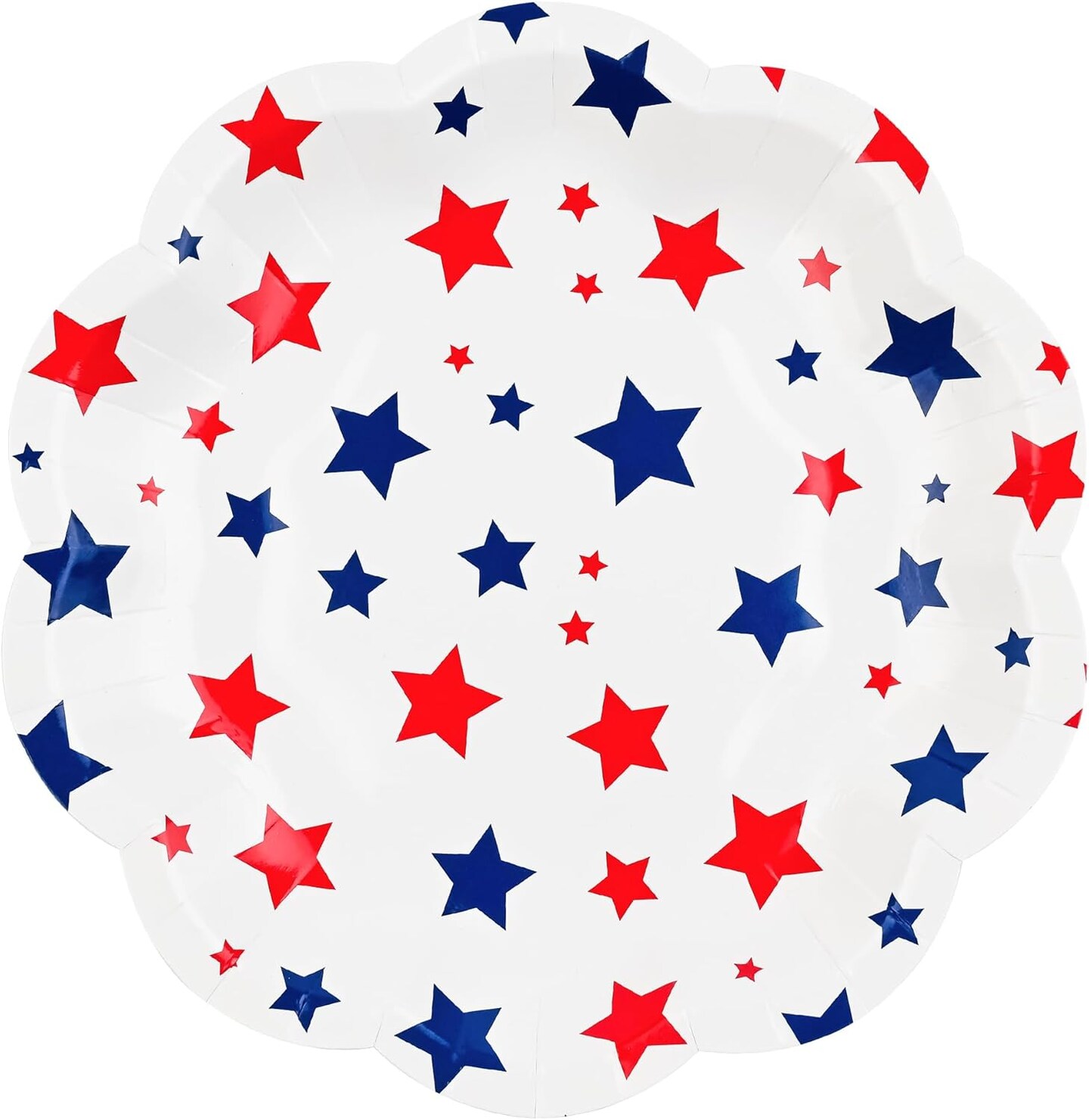 24Pcs Patriotic Star Paper Plates Red Blue Stars Disposable Party Plates 7" 4th of July Scalloped Small Dessert Plate for Independence Day Memorial USA Themed Party Supplies (24)