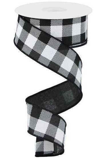 1.5&#x22; Checked Plaid Ribbon: Black &#x26; White (10 Yards)