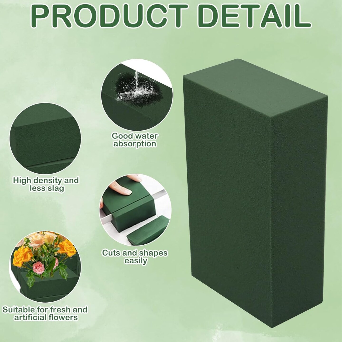 30Pieces Floral Foam Blocks, Green Floral Foam for Flower Arrangements, Flower Foam Blocks Florist Foam Dry Foam Plant Foam Wet Foam for Artificial Flowers, (5.5 X 3.2 X 1.8 Inches)