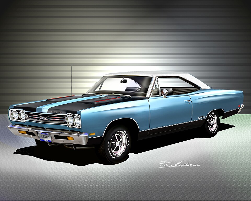 1969 Plymouth GTX - Frost blue - Fine Art Print by Danny