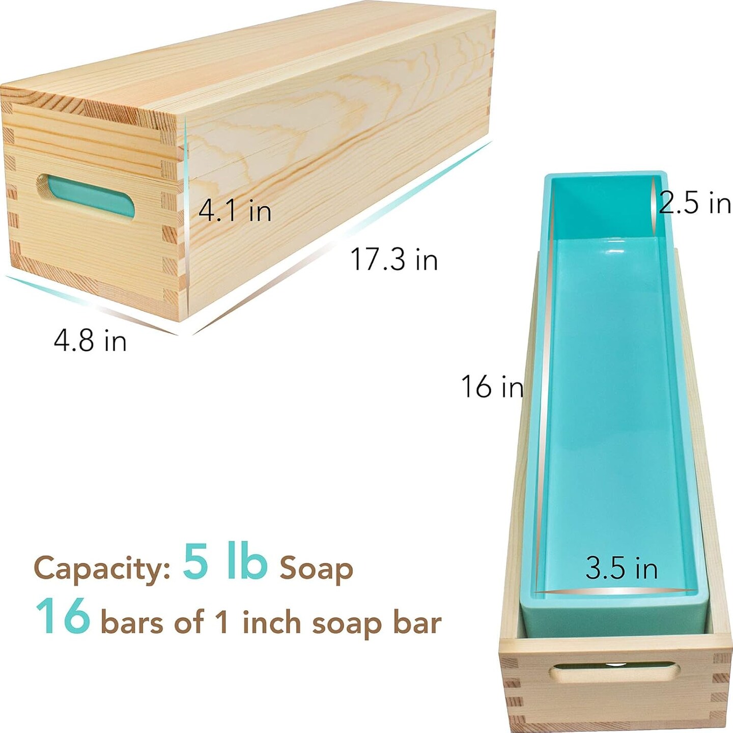 Wooden Soap Molds for Soap Making Large- 5 lb Soap Molds Loaf with Cover, Rectangle Silicone Soap Loaf Molds 77 oz (5 lb Standard Mold)
