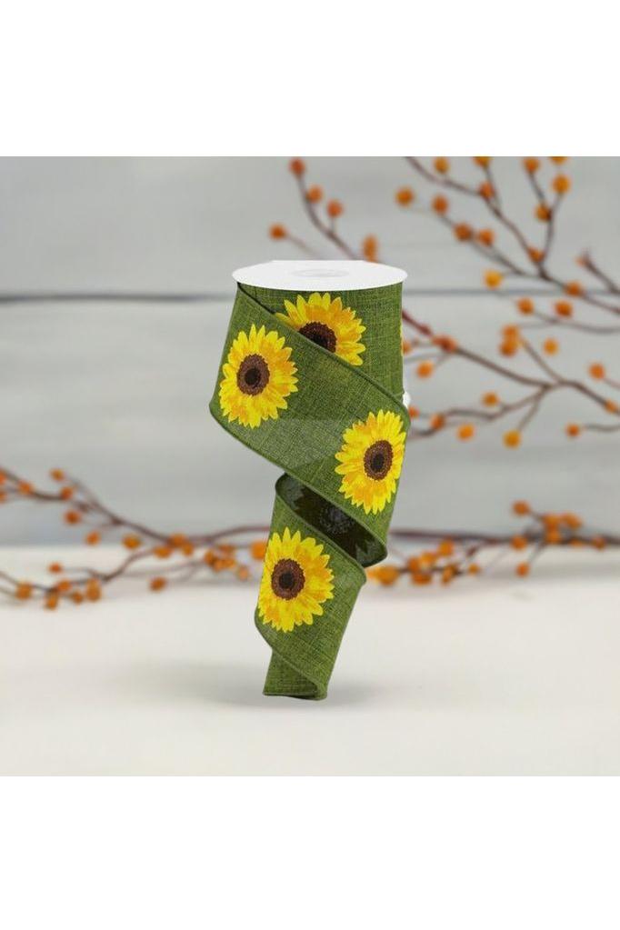2.5&#x22; Moss Green Sunflower Ribbon