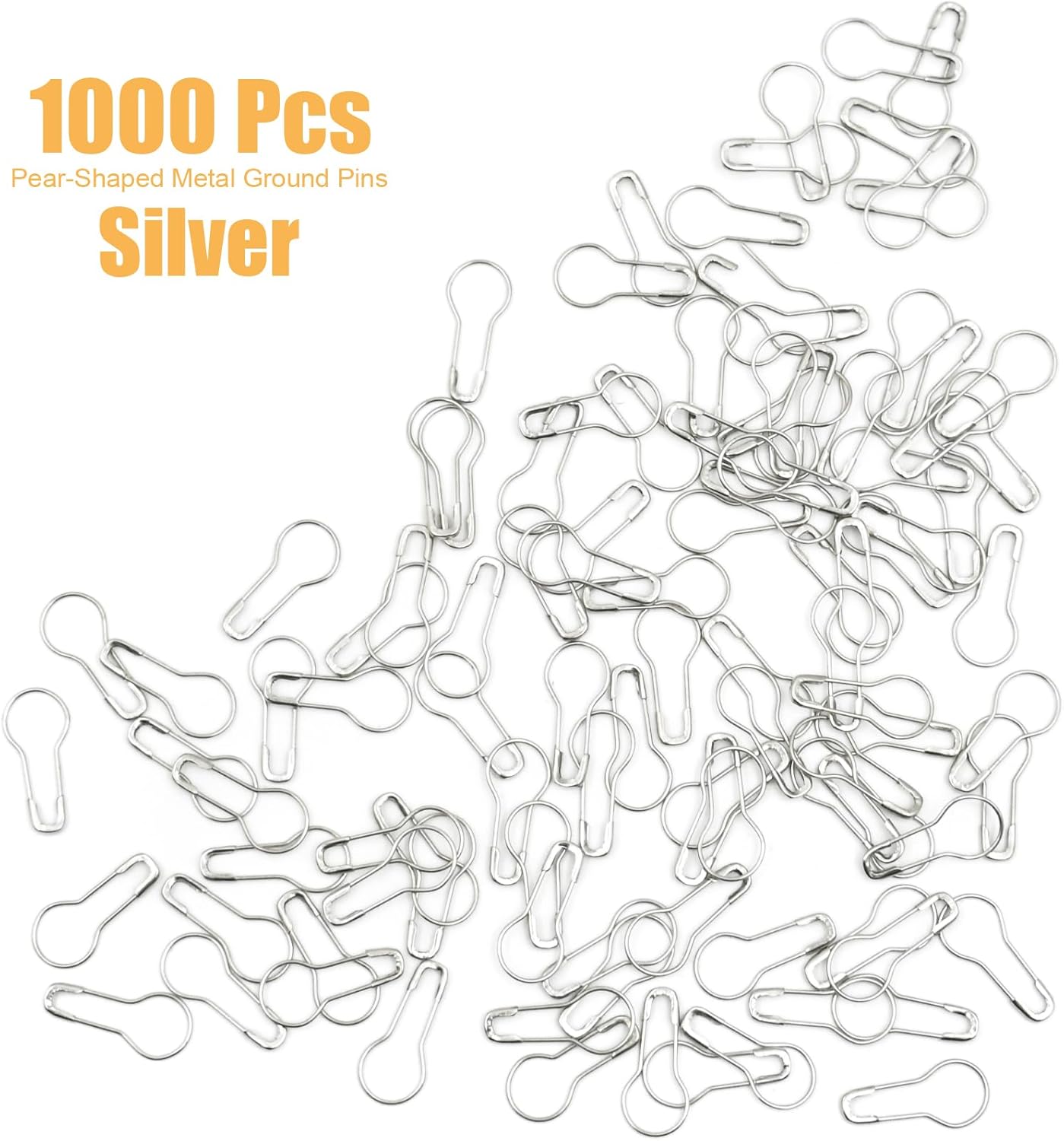 1000pcs Metal Safety Pins, Bulb Gourd Pins, 0.9&#x201D; Clothing Tag Pin Calabash Pin Pear Shaped Bead Needle Pins for Crafts Clothes Crafting Knitting Sewing Making Accessories (Sliver)