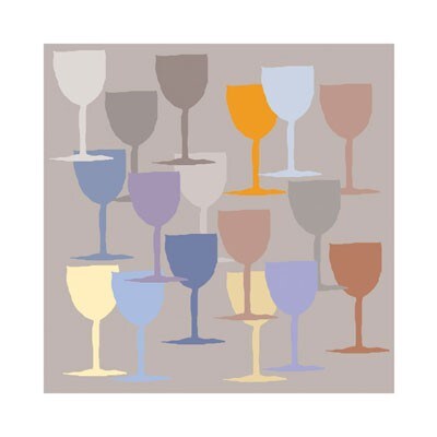 Seventeen Glasses II by Hazel Springfield Wall Art Décor 11 3/4 x 11 3/4 Art Print