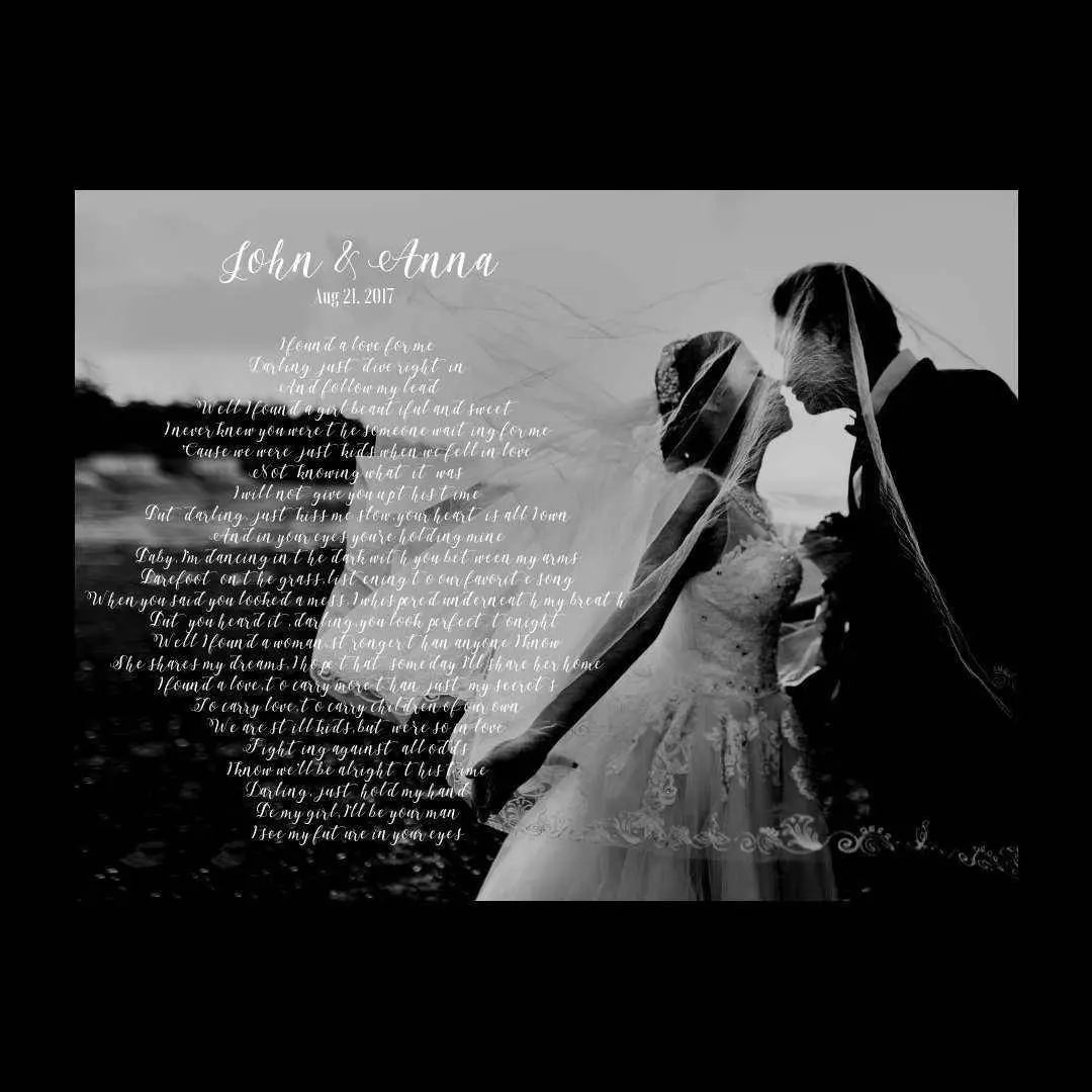 Custom Anniversary Song lyrics art print framed