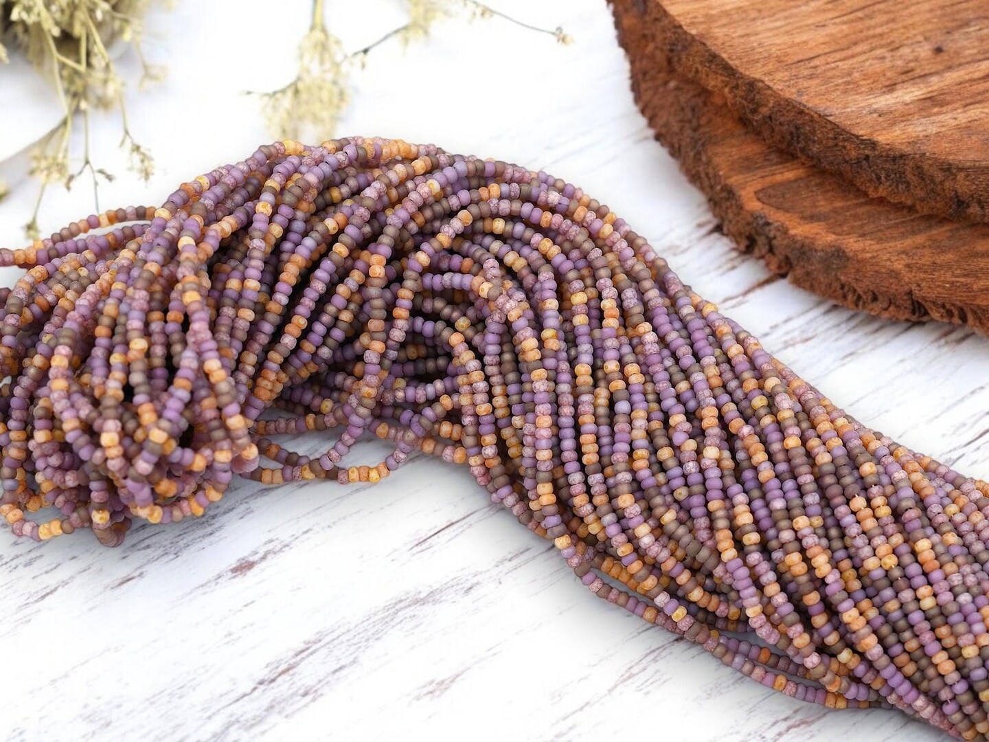 10/0 Aged Matte Lavender Medley Picasso Mix Seed Beads (21" Strand)