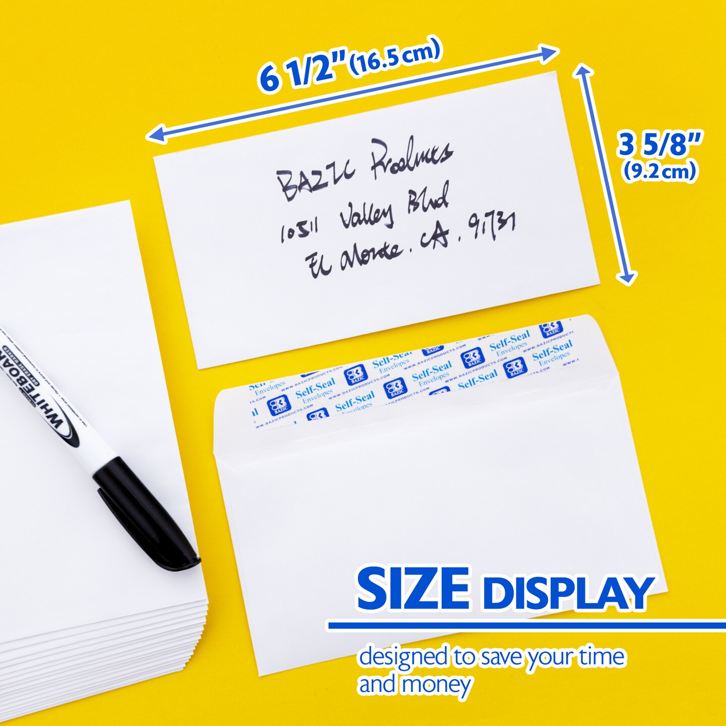 BAZIC #6 3/4 Self-Seal White Envelope (100/Pack)