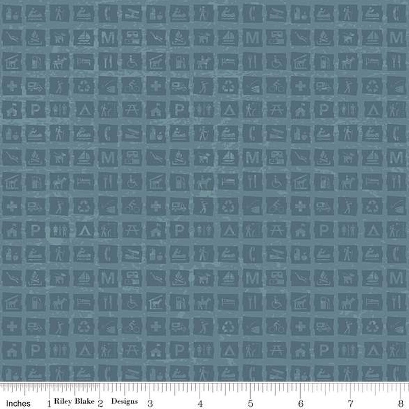 Signs in Blue (c13294-blue) | National Parks | Anderson Design Group | Riley Blake