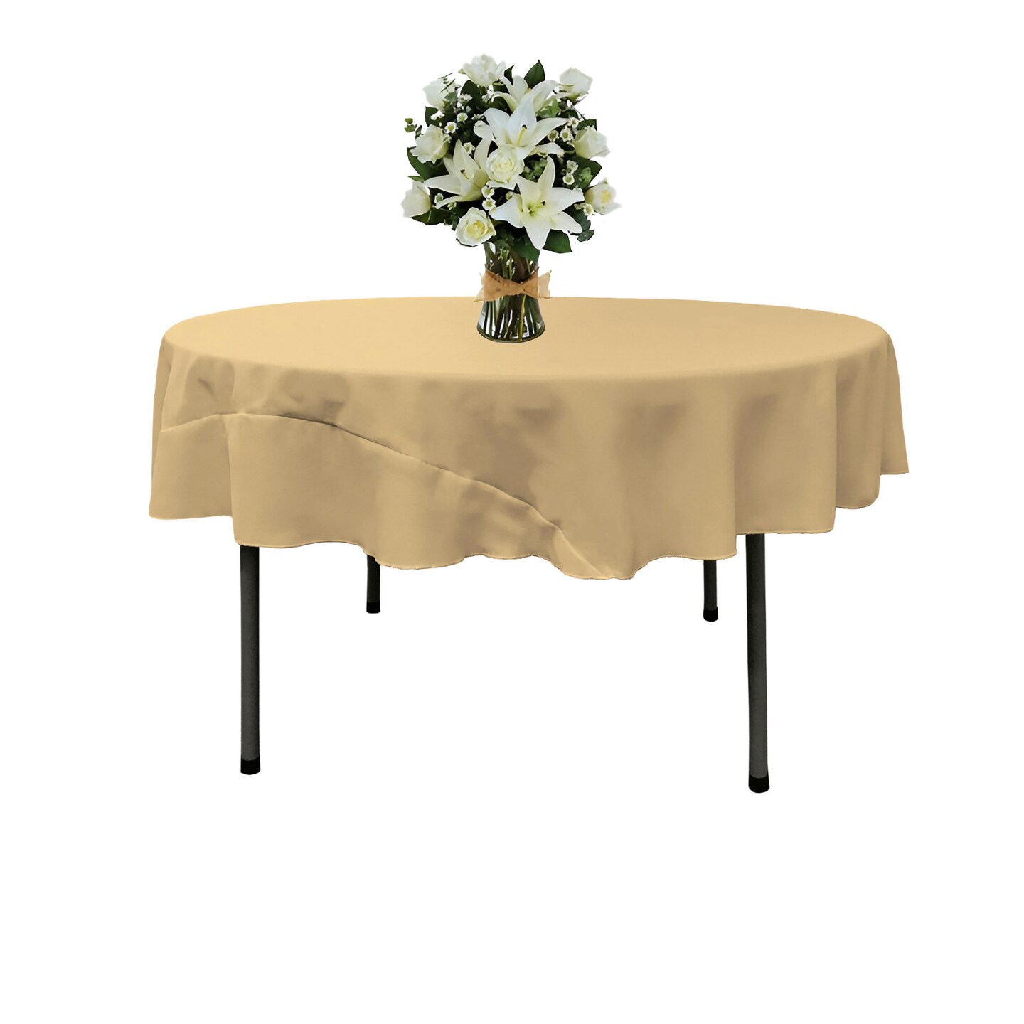 72-Inch Round Tablecloth 100% Polyester Poplin Wrinkle Resistant Durable Cover