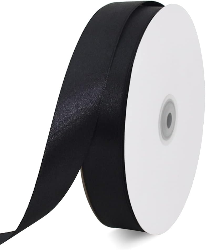 1 Inch x 100yds Black Satin Ribbon