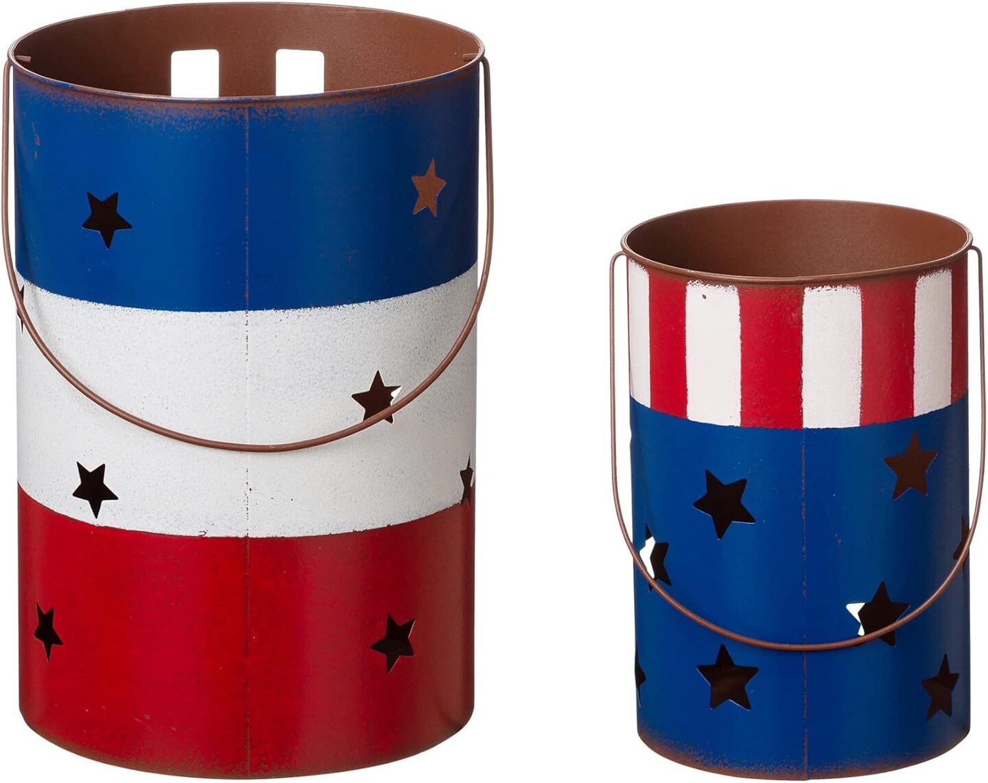 Set of 2 American Metal Decorative Lanterns