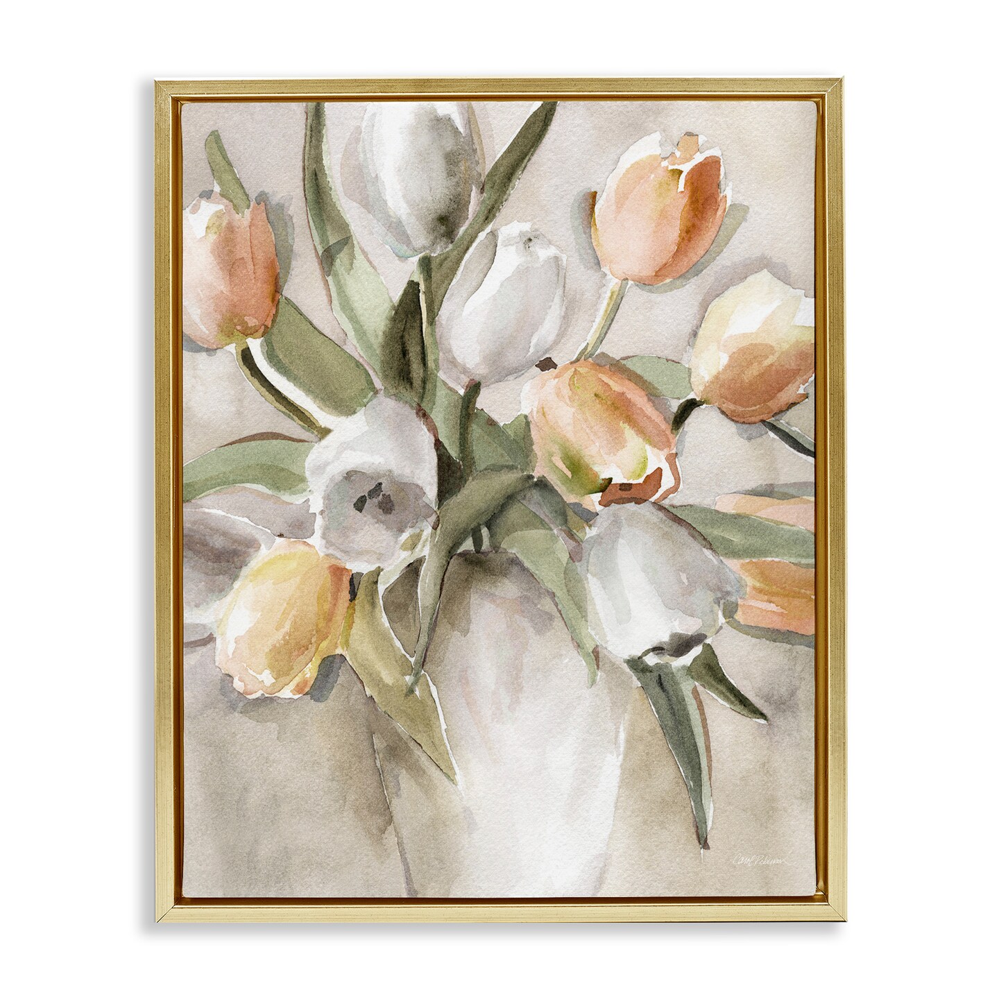 Stupell Industries Peach Tulips Bouquet Floating Frame By Carol Robinson