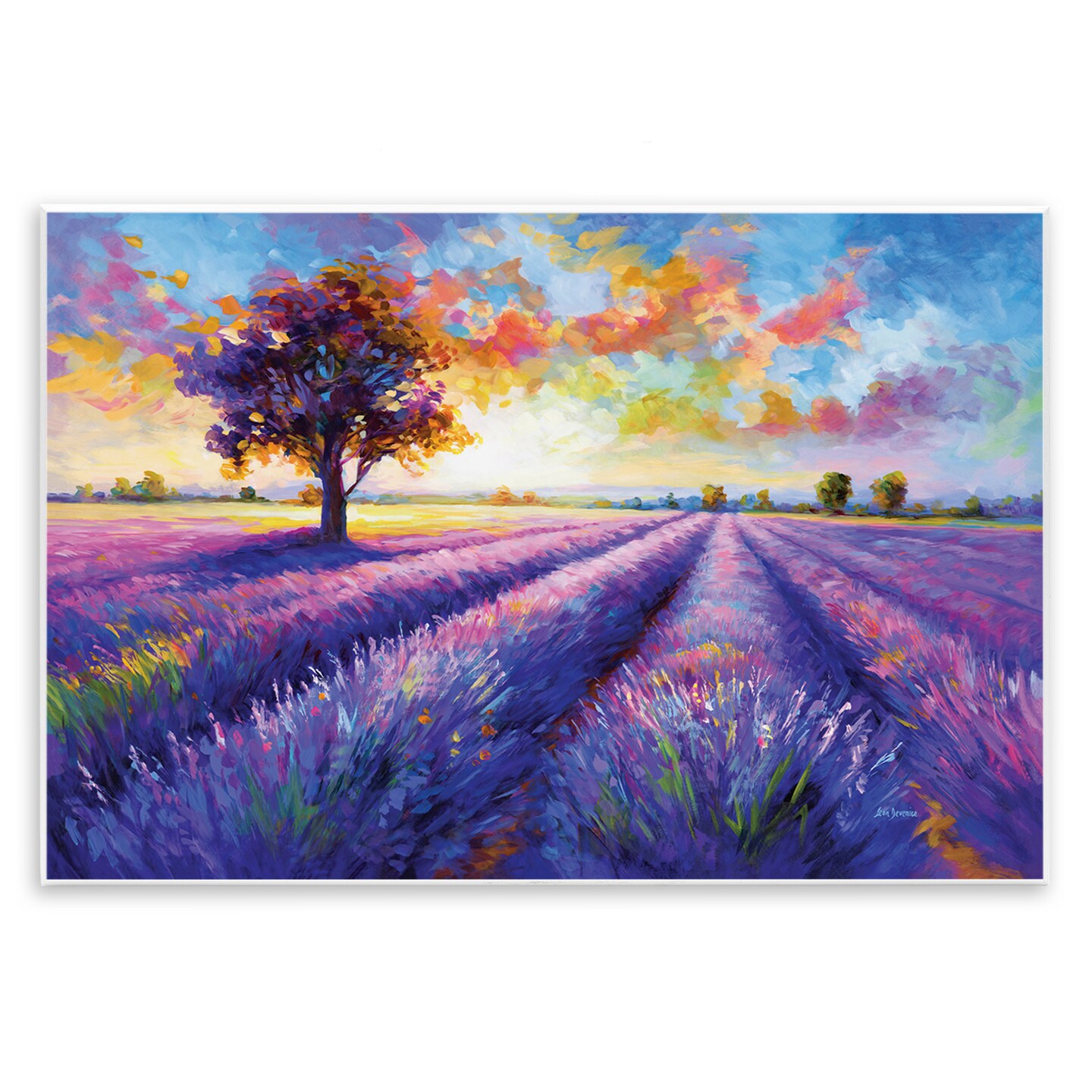 Stupell Industries Lavender Field Landscape Sunset Wall Plaque By Leon Devenice