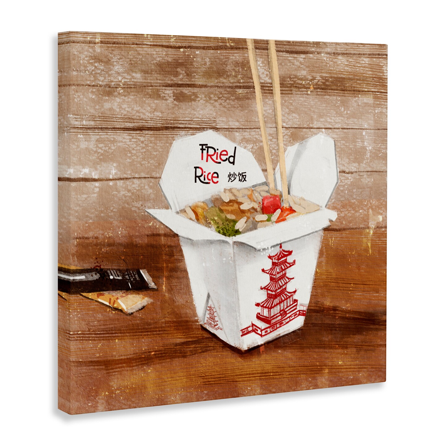 Stupell Industries Fried Rice Takeout Box Canvas By Juliet Rose Philips
