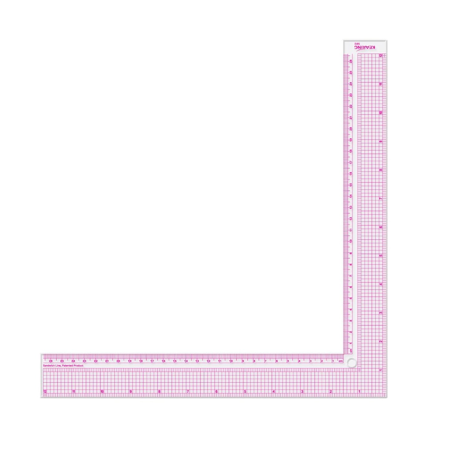 Kearing&#xAE; 12&#x22; Plastic L Square Ruler for Sewing - L Shaped Ruler