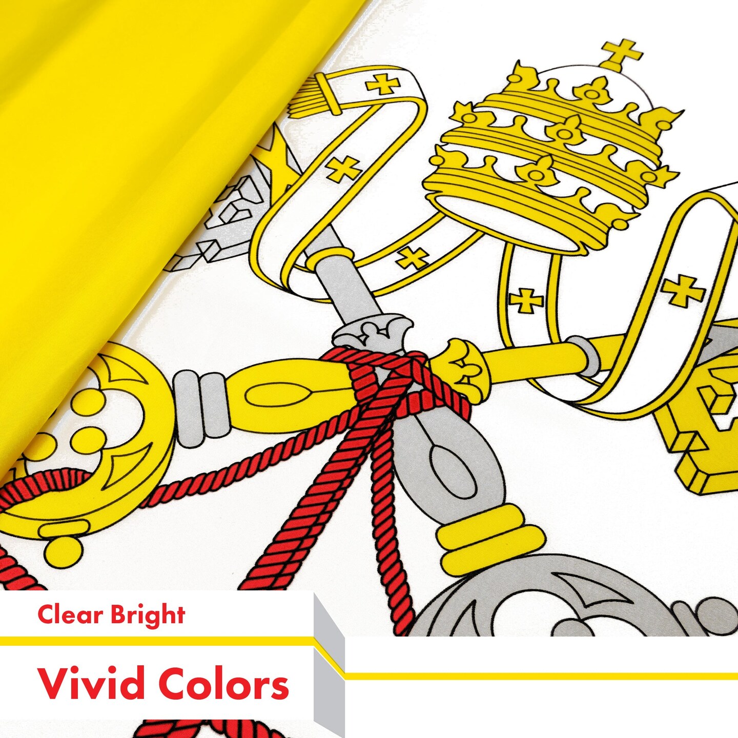 G128 Vatican City Flag | 3x5 Ft | LiteWeave Pro Series Printed 150D Polyester | Country Flag, Indoor/Outdoor, Vibrant Colors, Brass Grommets, Thicker and More Durable Than 100D 75D Polyester