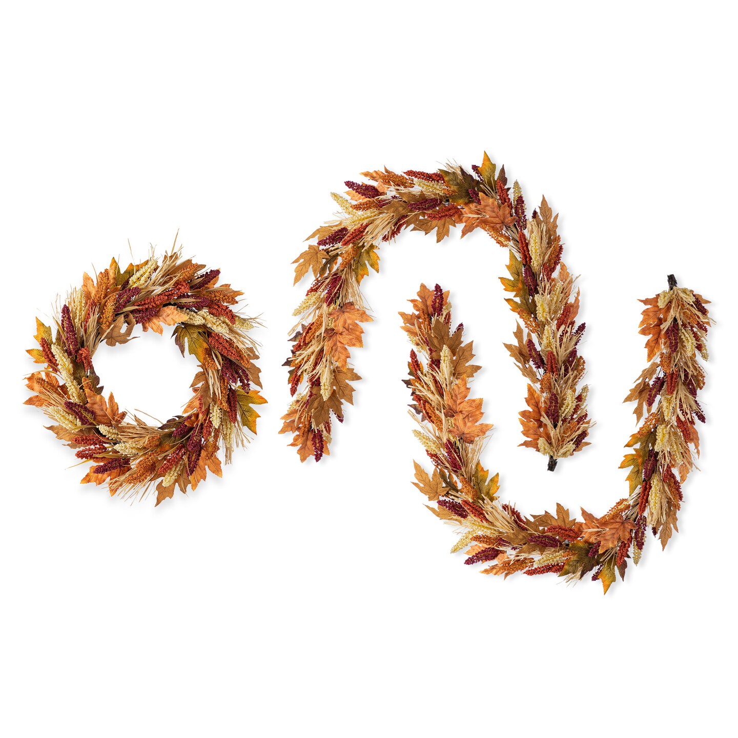 Fall Multi-Colored Sorghum Porch Tree/Garland/Teardrop Set