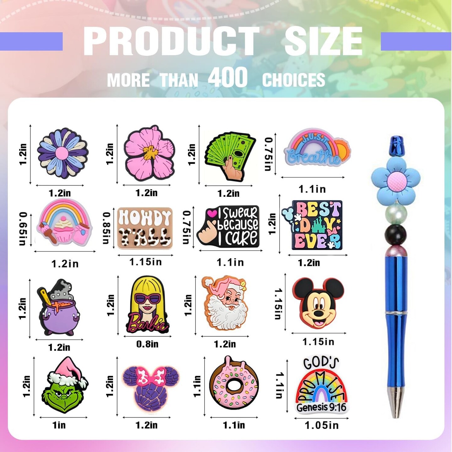 40-Piece Cartoon Silicone Focal Beads – Non-Repeating Random Beads for Pens, Keychains, and Jewelry Making