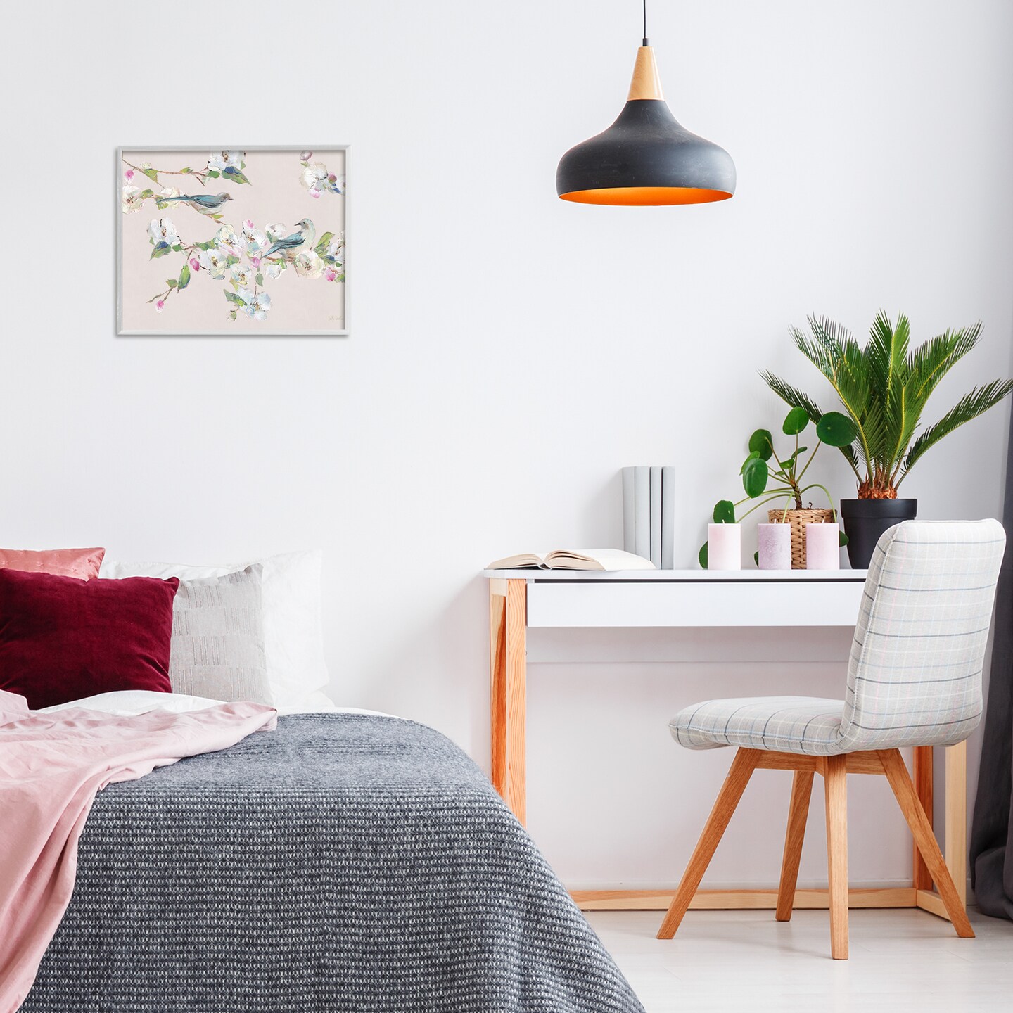 Stupell Industries Soft Spring Blossoms & Birds Framed Giclee By Sally Swatland