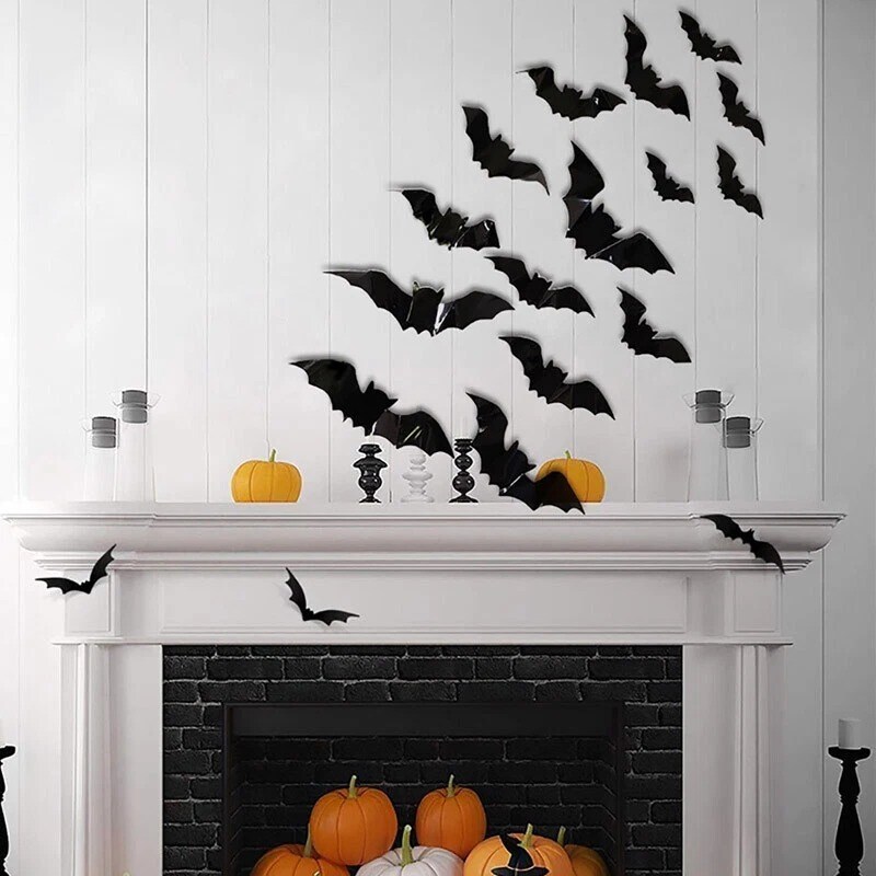 56-Piece 3D Halloween Bat Wall D&#xE9;cor Set