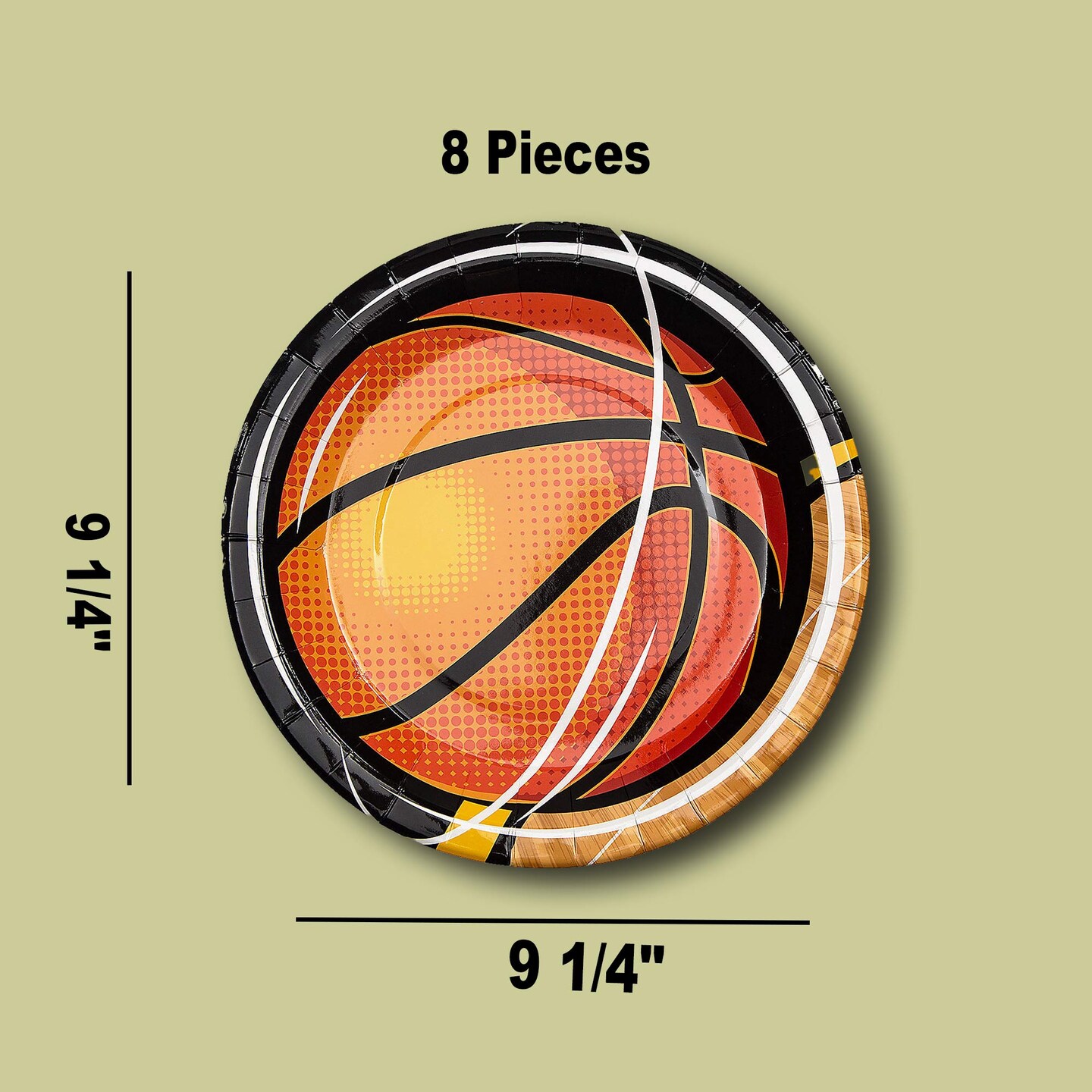 8 Count Basketball Paper Plates 9 1/4 Inch Sports Party Supplies
