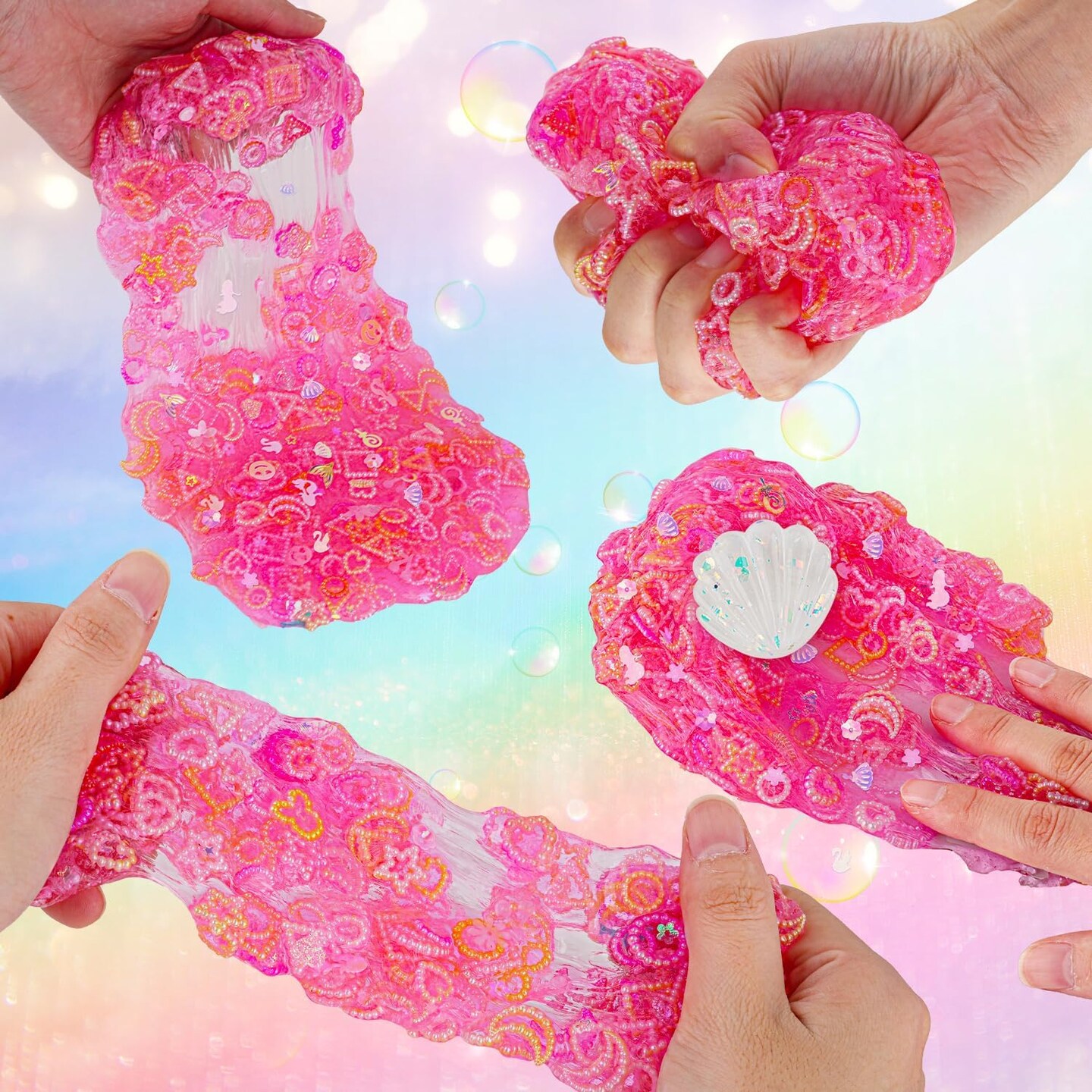 Ocean Slime Kit : Mermaid Bead, Pink Crunchy &#x26; Blue Clear Slime