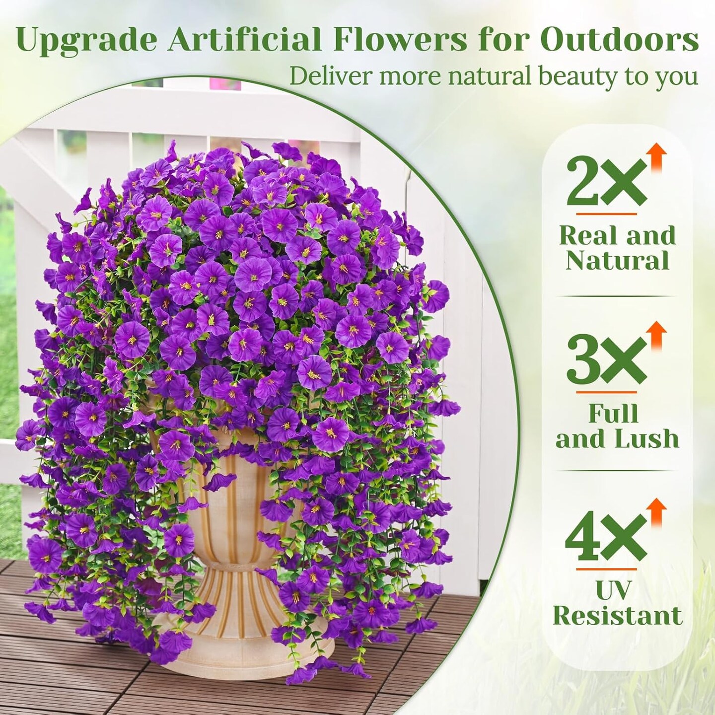 2 Pcs Look Real Artificial Flowers for Outdoors