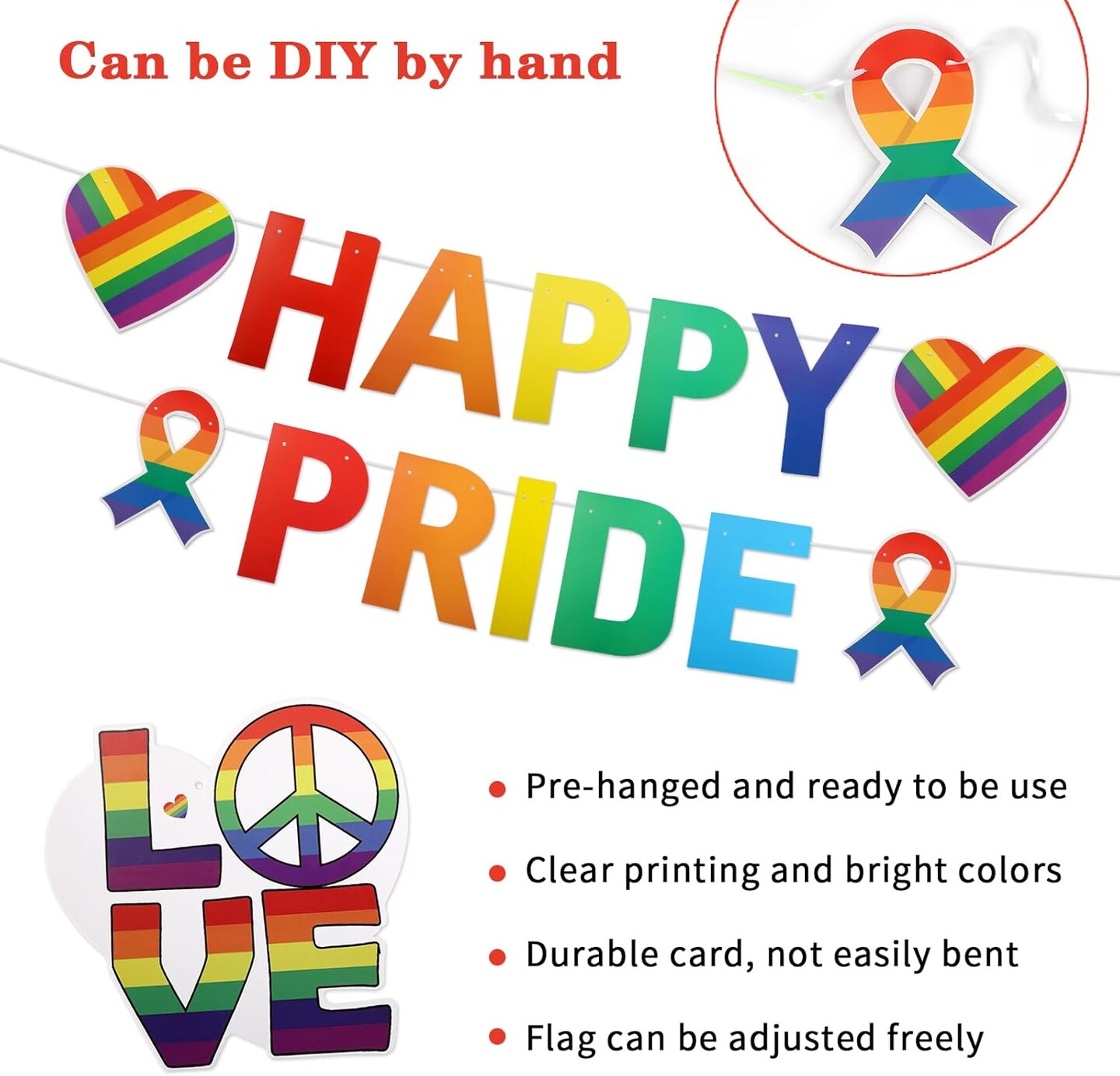 Pride Party Decorations Set, LGBT Pride Decor Include Balloon, Banner, Porch Sign