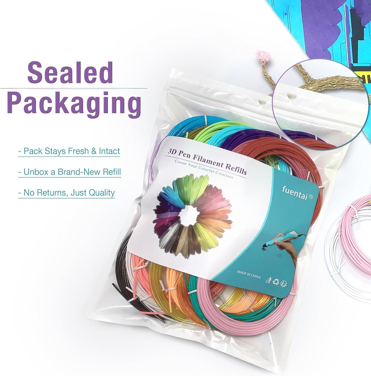 3D Pen Print Filament - 20 Bundle PLA Refills for 3D Printing