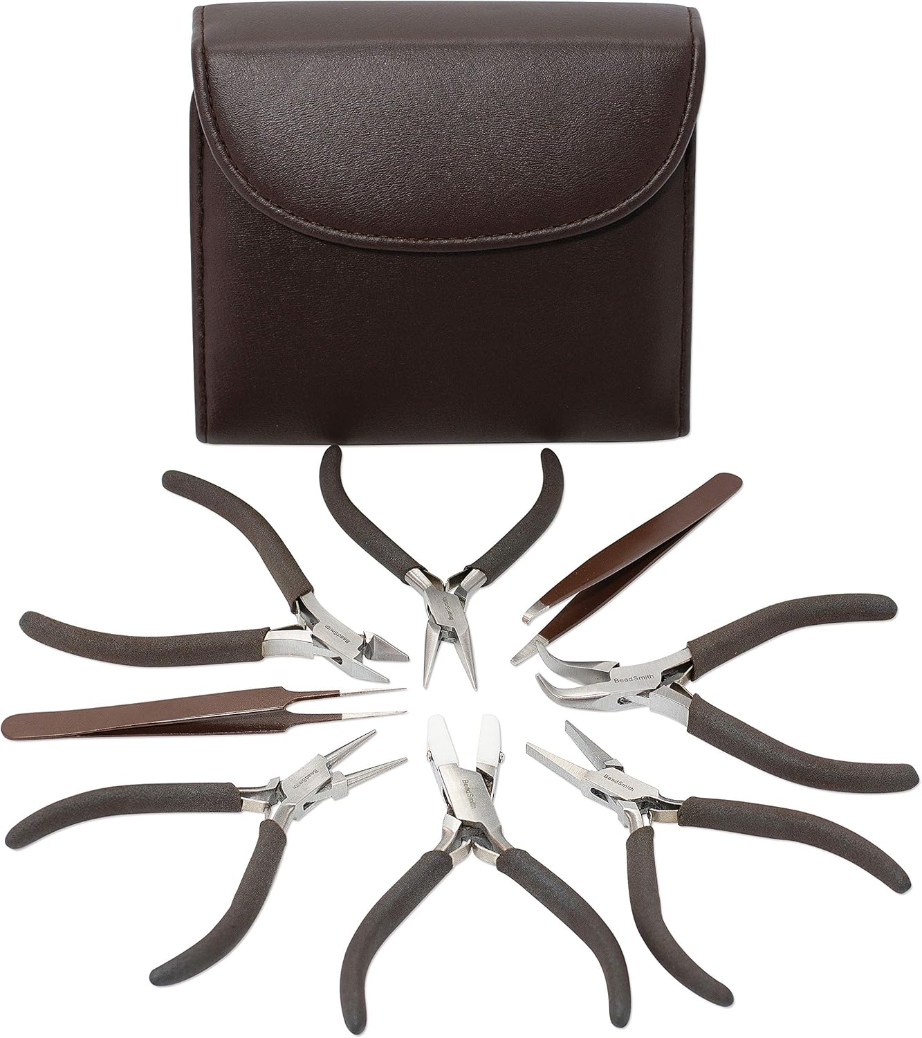 The Beadsmith Fashion Color Pliers – Slimline Color-Coordinated Tools – Matching Clutch in Beige – Jewelry Making Supply Kit to Create Necklaces, Bracelets, Earrings & More