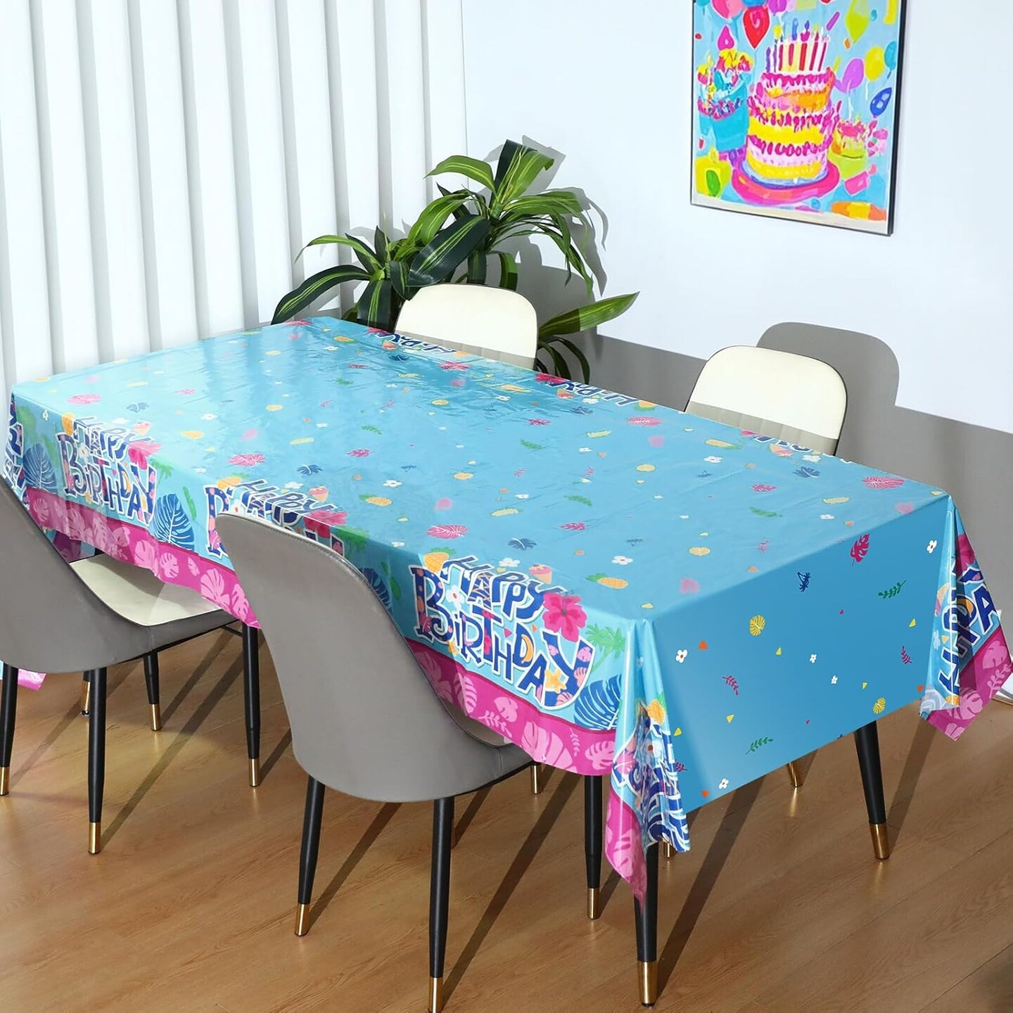 3 Pack Hawaiian Birthday Party Tablecloth Covers (108'' x 54'')
